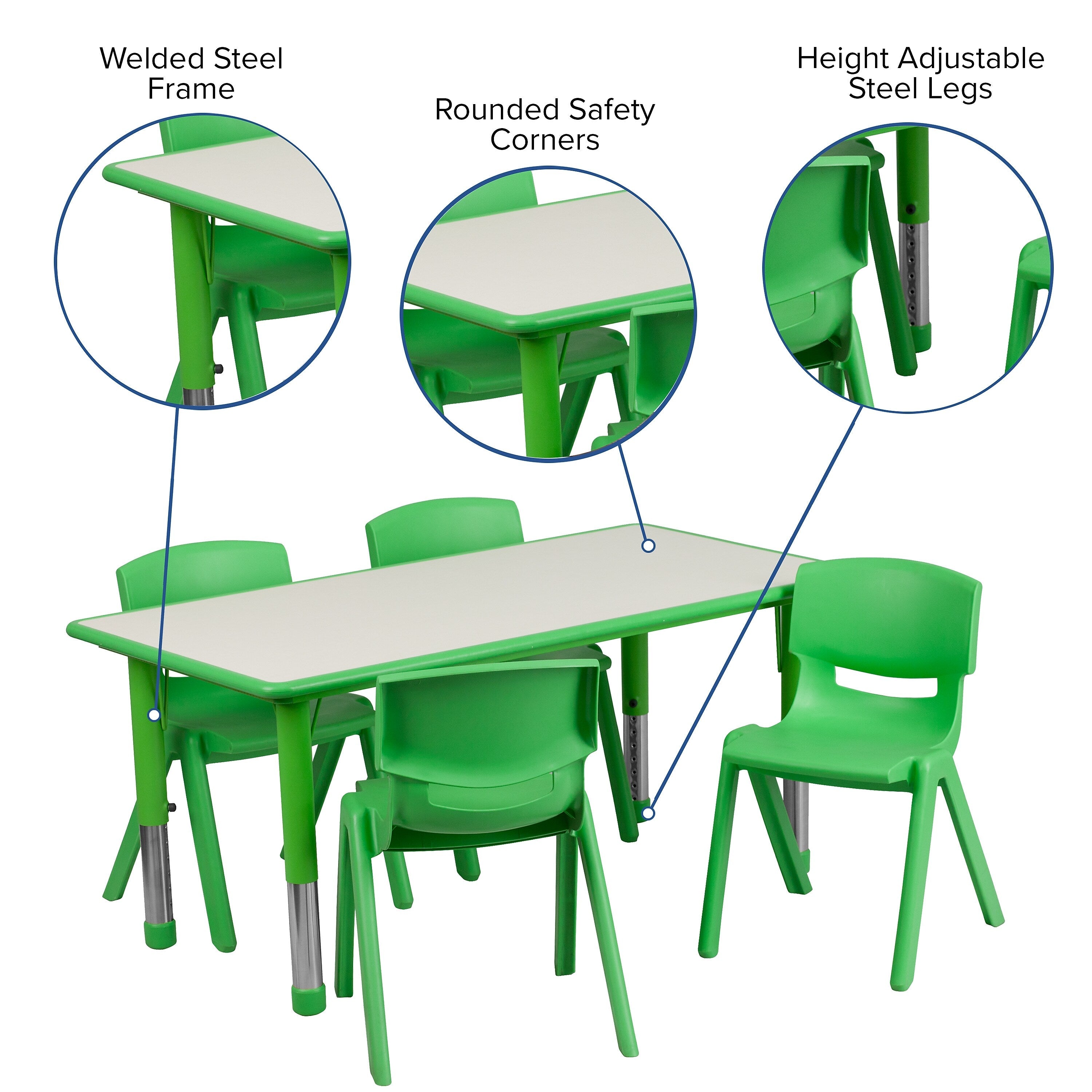 Flash Furniture Emmy Rectangular Activity Table Set, 23.625