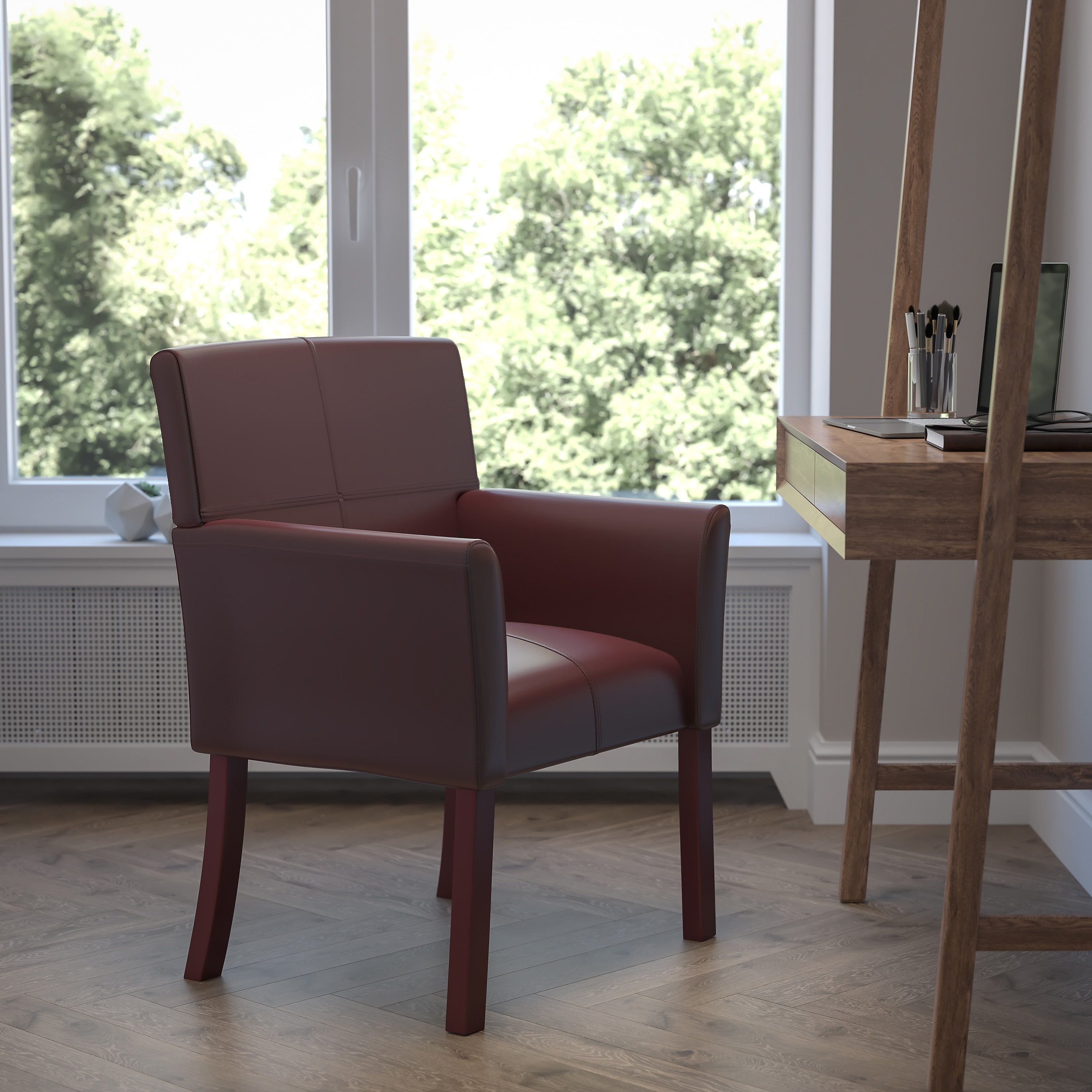 Flash Furniture Executive Leather Reception Chair, Burgundy