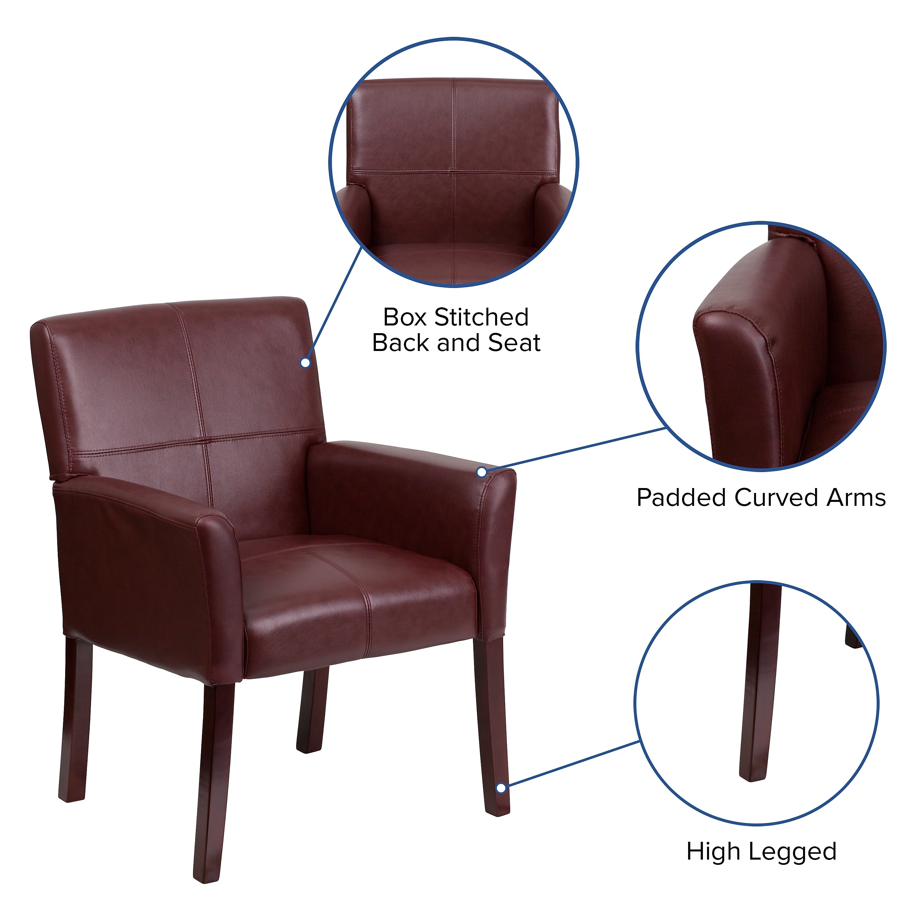 Flash Furniture Executive Leather Reception Chair, Burgundy