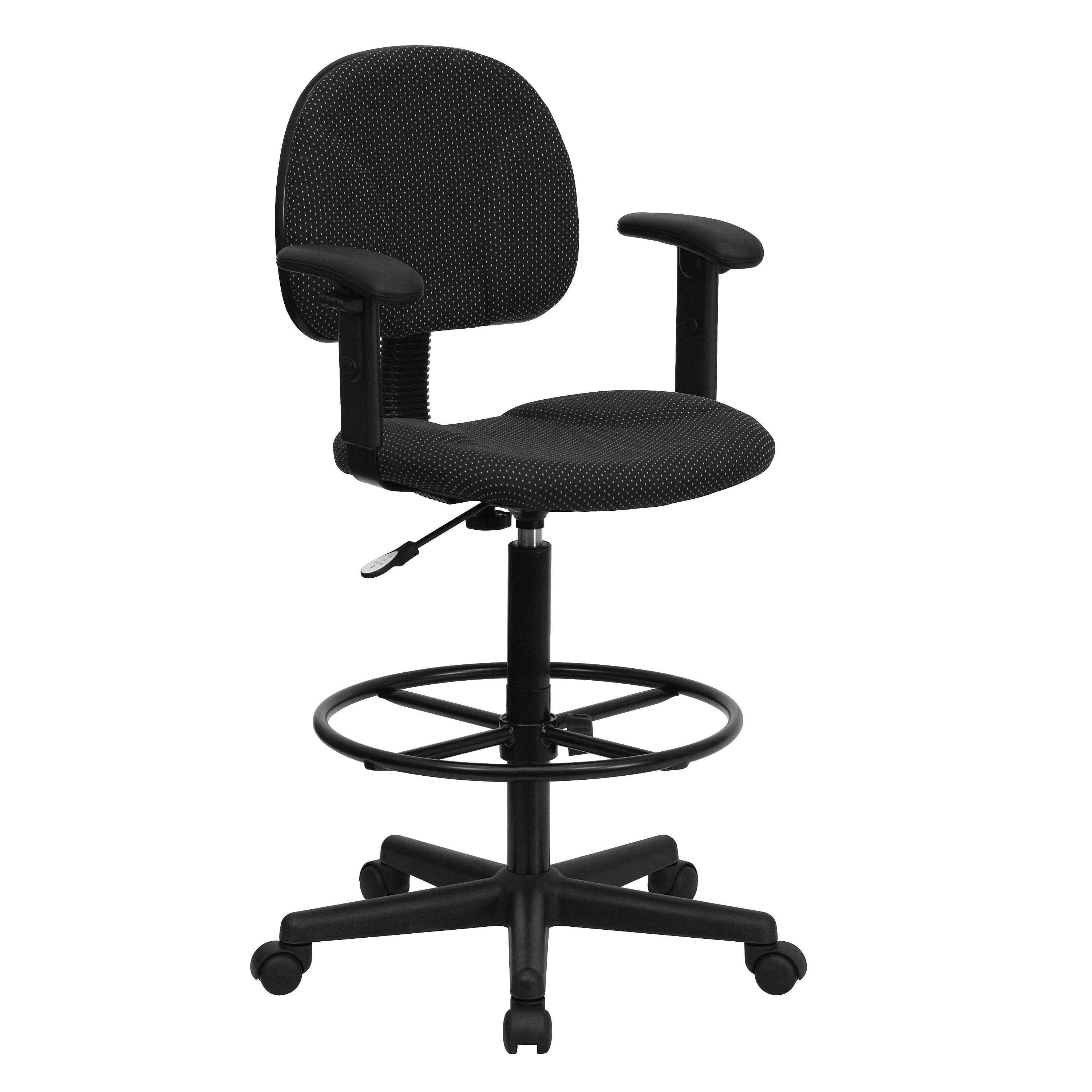 Flash Furniture Fabric And Fire-Retardant Foam Drafting Chair, Patterned Black