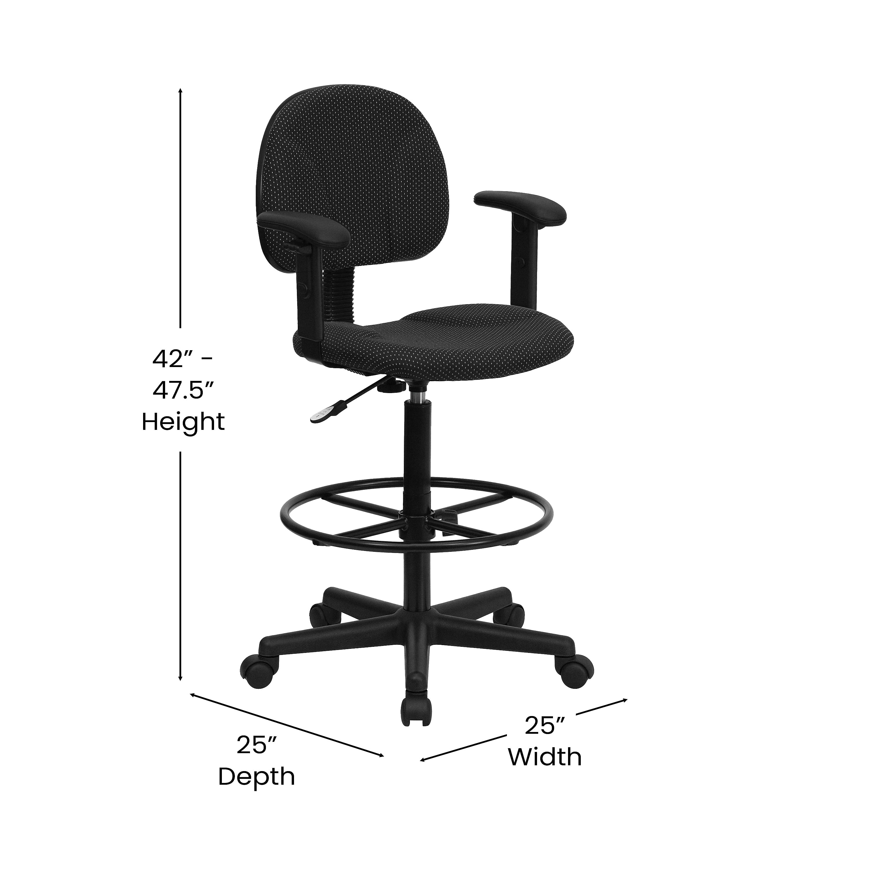Flash Furniture Fabric And Fire-Retardant Foam Drafting Chair, Patterned Black