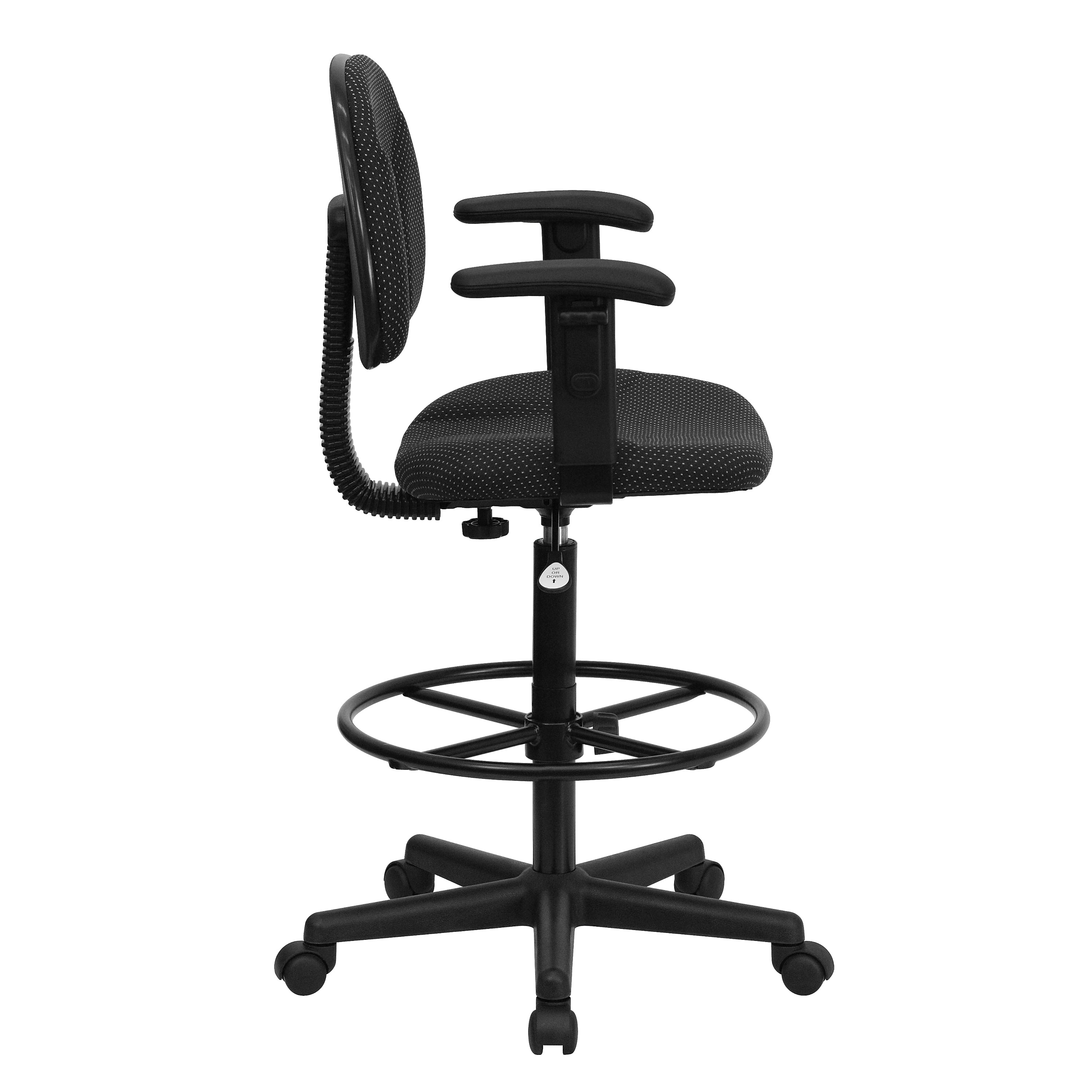 Flash Furniture Fabric And Fire-Retardant Foam Drafting Chair, Patterned Black