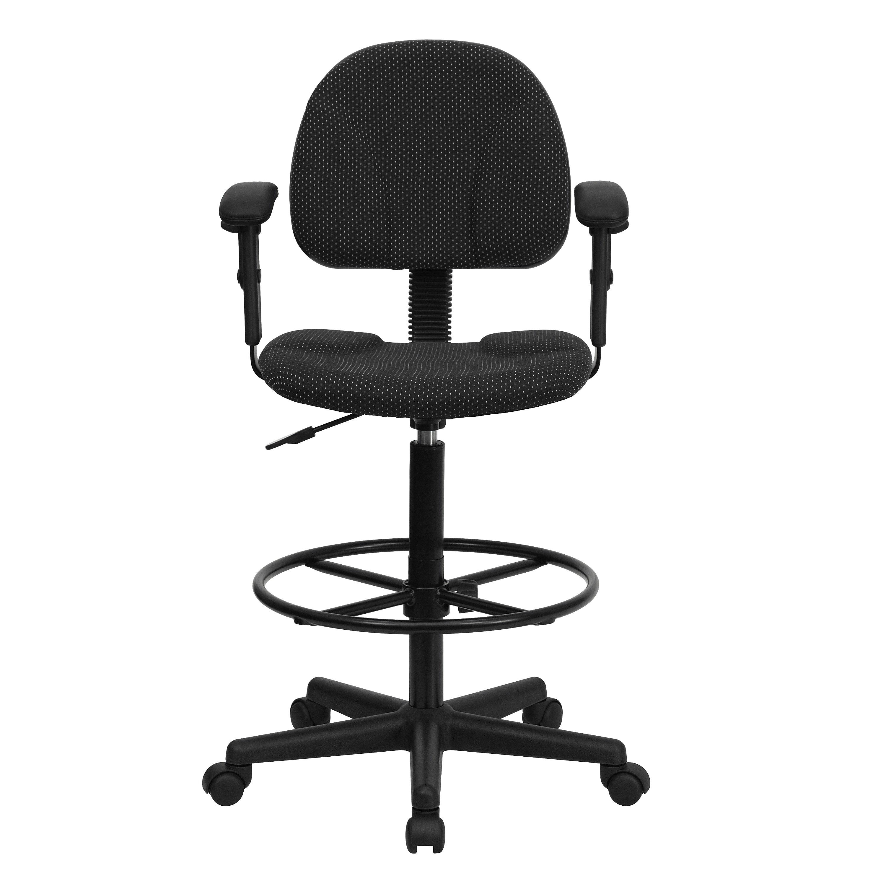 Flash Furniture Fabric And Fire-Retardant Foam Drafting Chair, Patterned Black