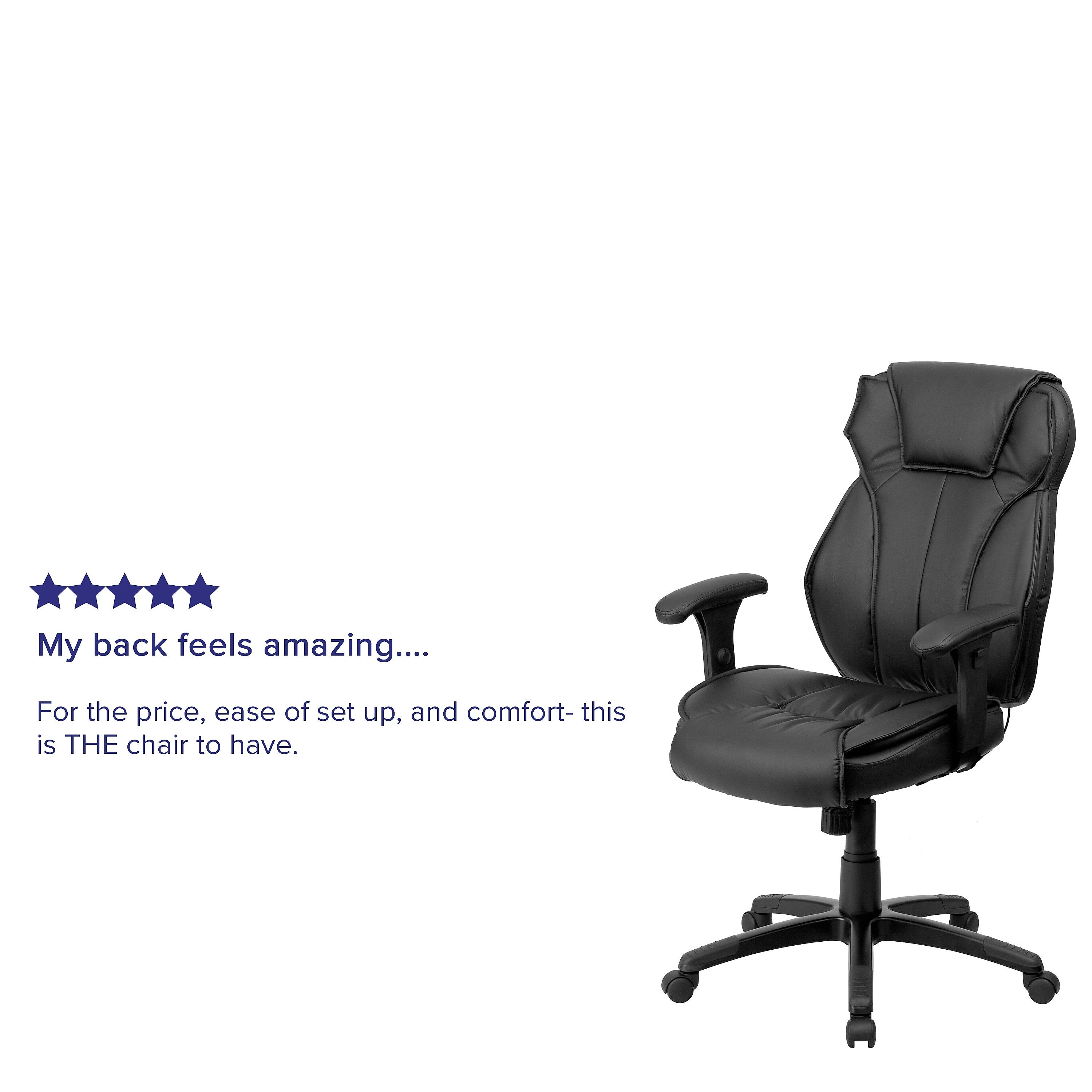 Flash Furniture Hansel Ergonomic LeatherSoft Swivel High Back Executive Office Chair, Black