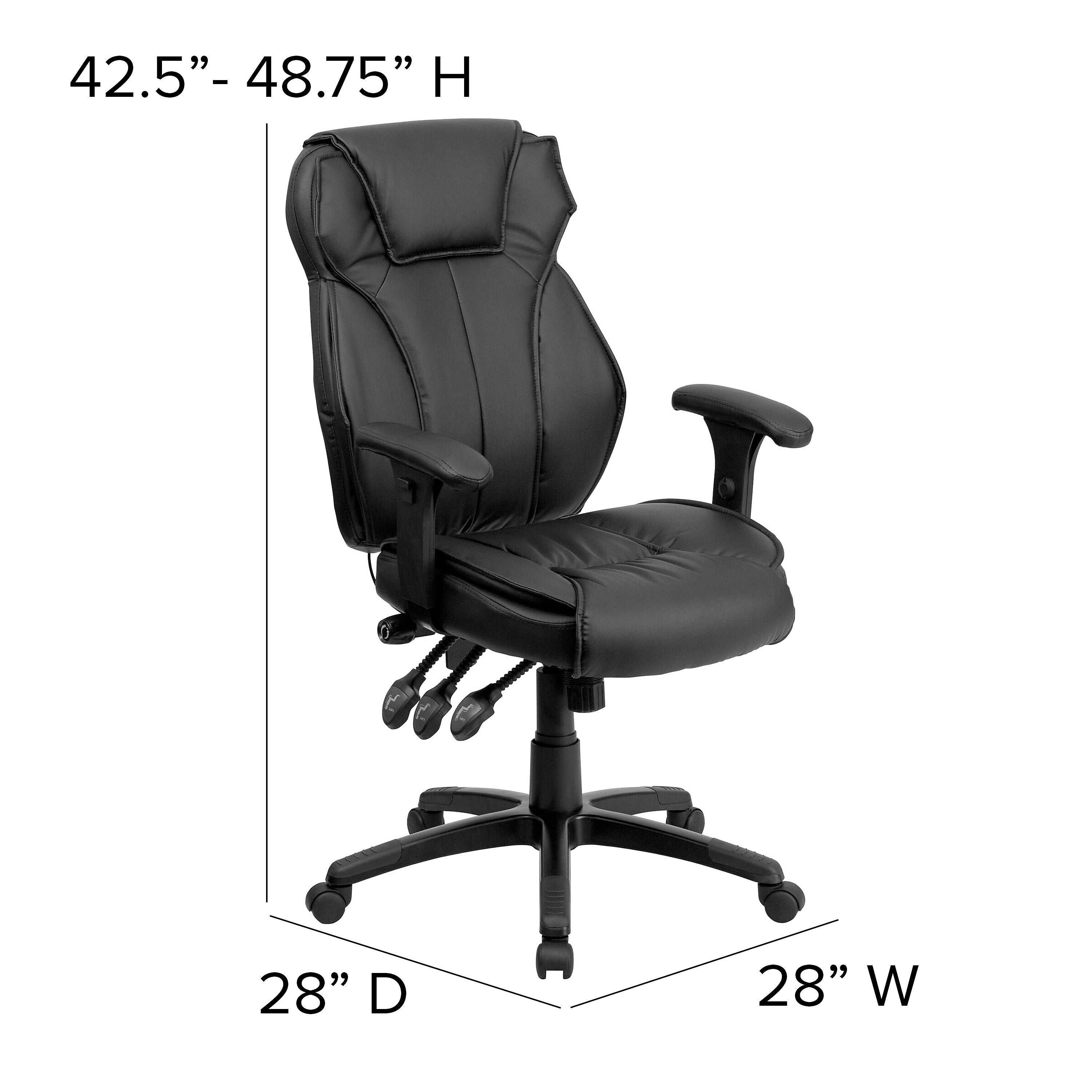 Flash Furniture Hansel Ergonomic LeatherSoft Swivel High Back Executive Office Chair, Black