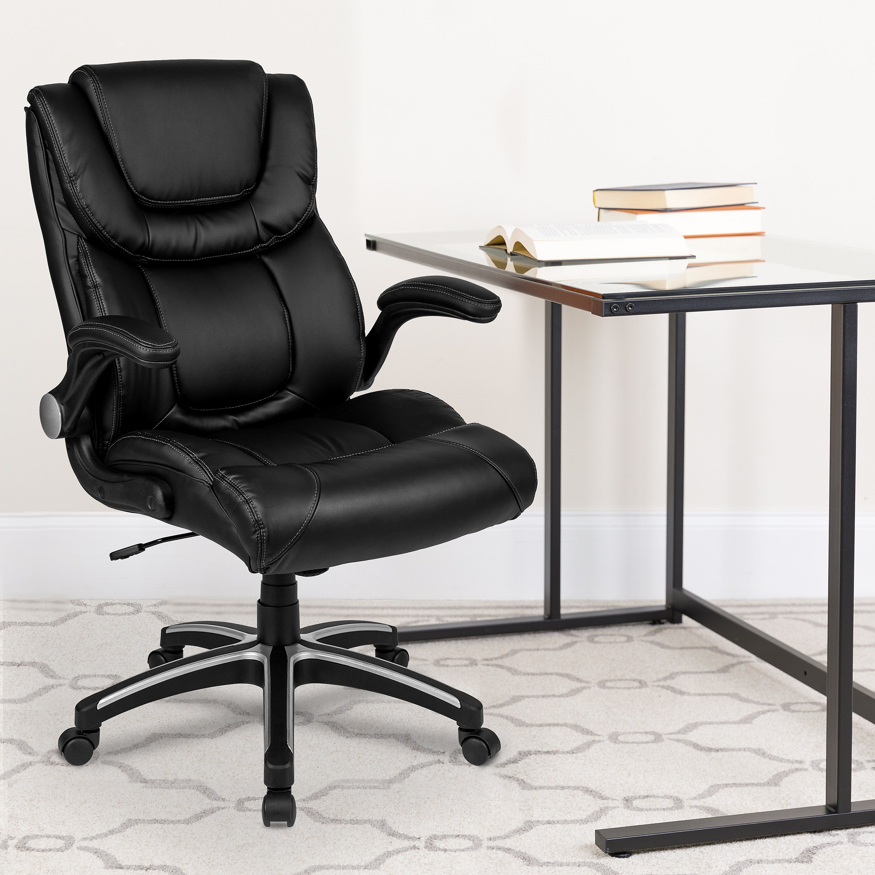 Flash Furniture Hansel LeatherSoft Swivel Executive Office Chair, Black