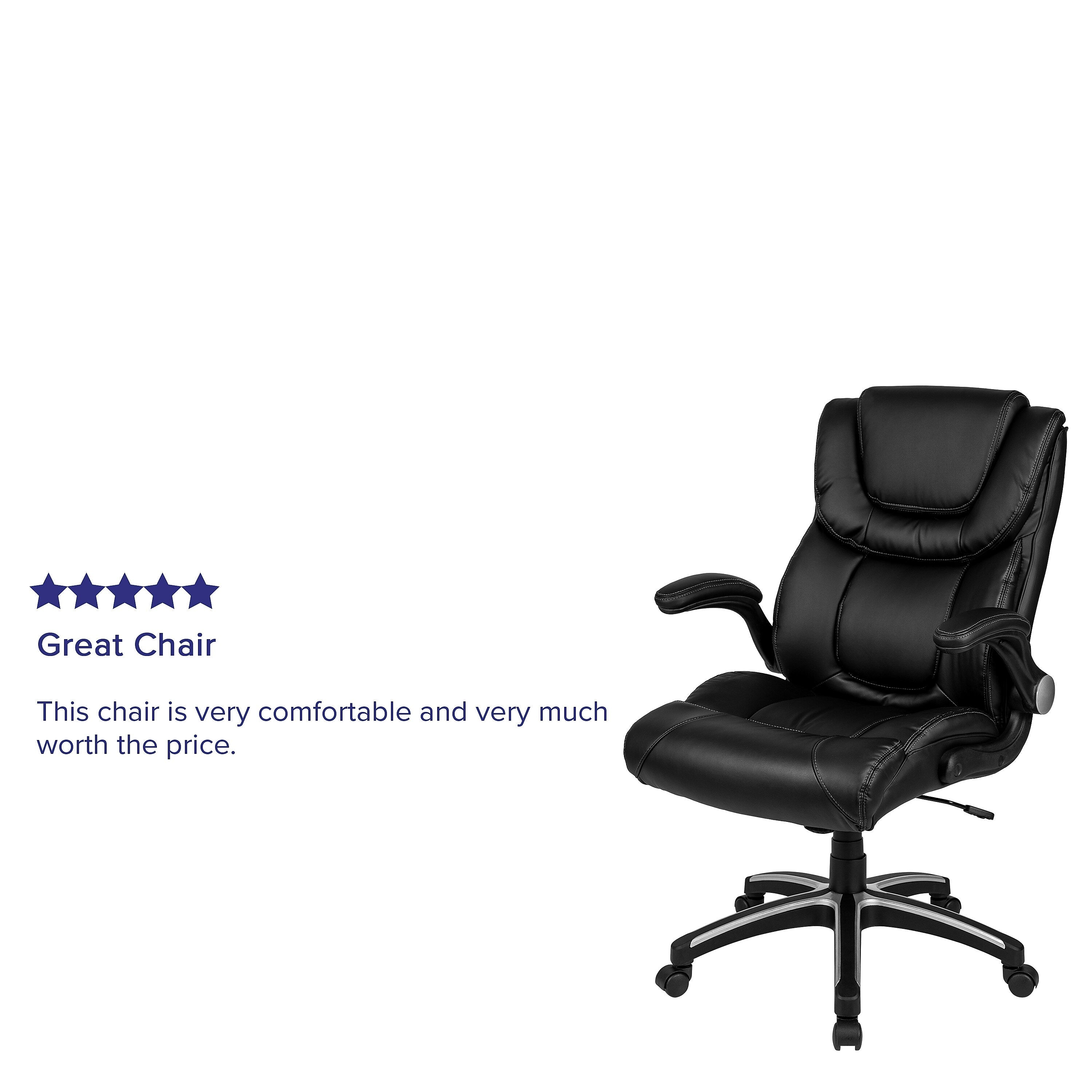 Flash Furniture Hansel LeatherSoft Swivel Executive Office Chair, Black