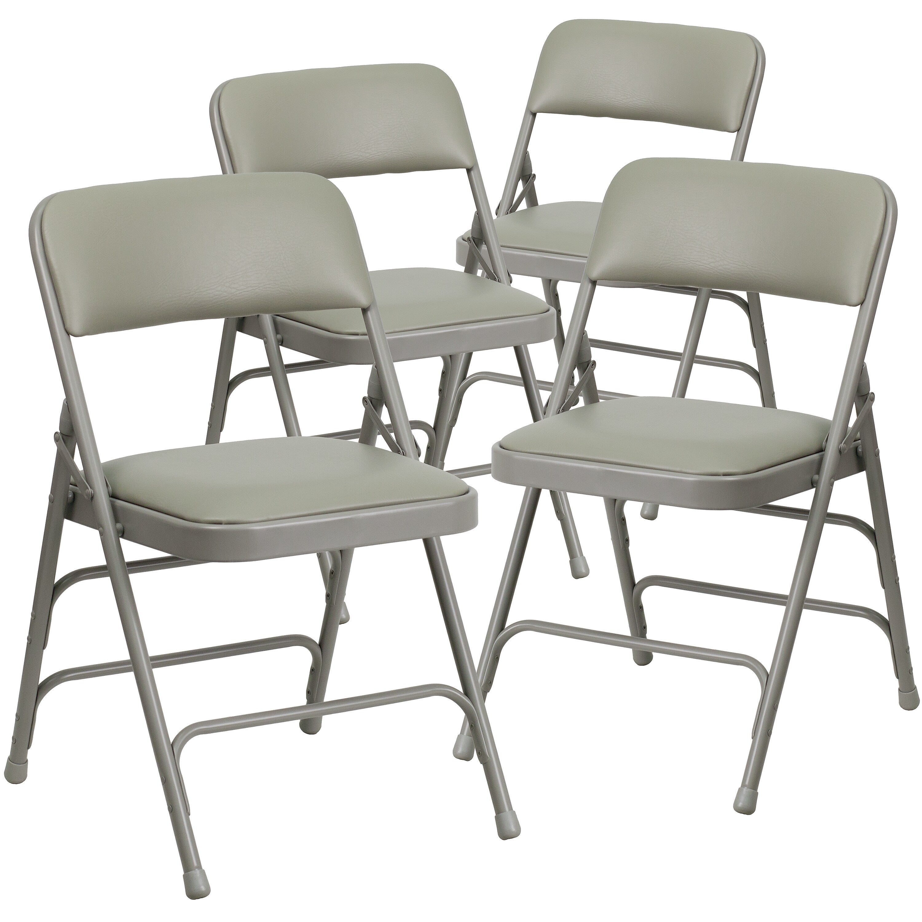 Flash Furniture HERCULES™ Curved Triple Braced Vinyl Armless Folding Chair, Gray, 4/Pack