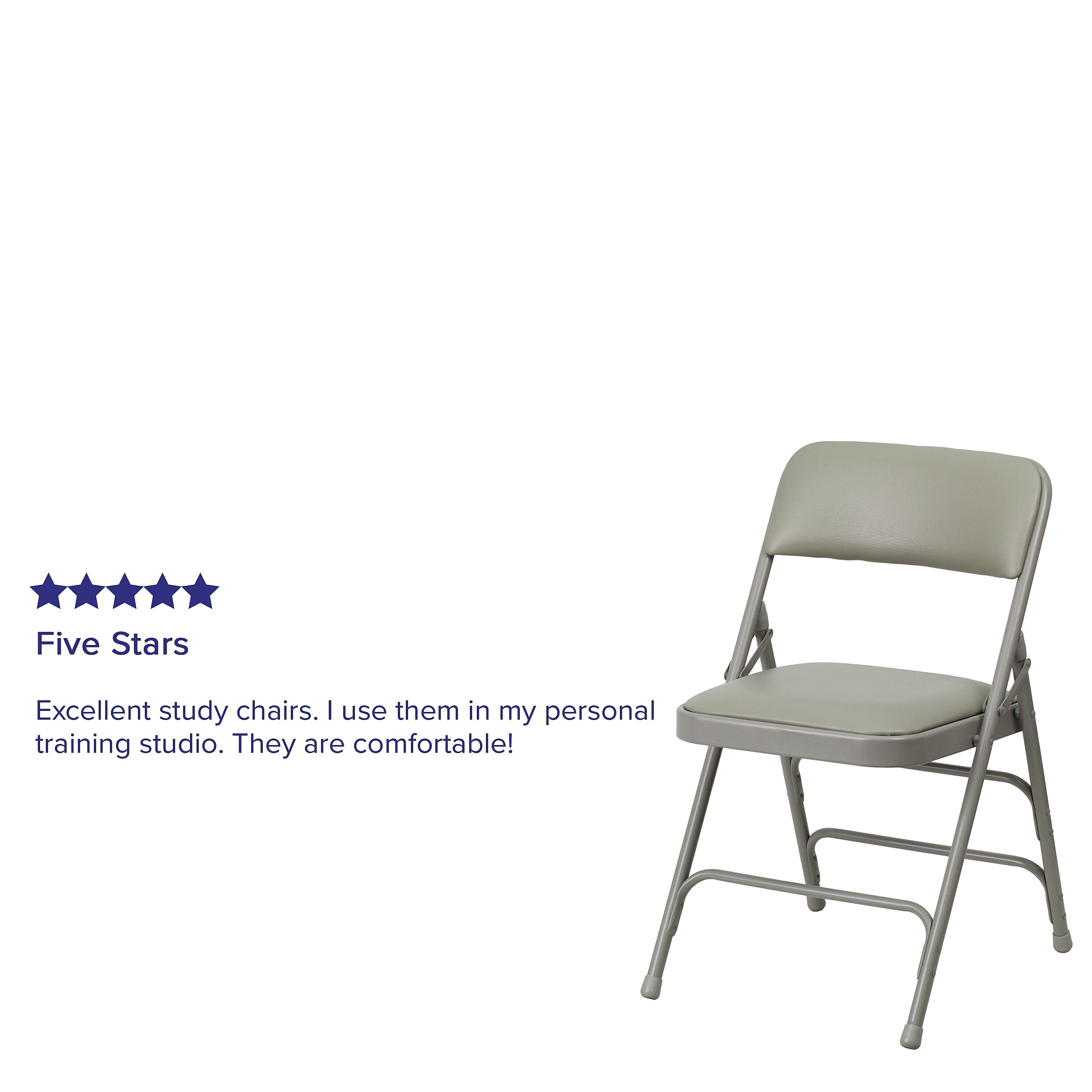 Flash Furniture HERCULES™ Curved Triple Braced Vinyl Armless Folding Chair, Gray, 4/Pack
