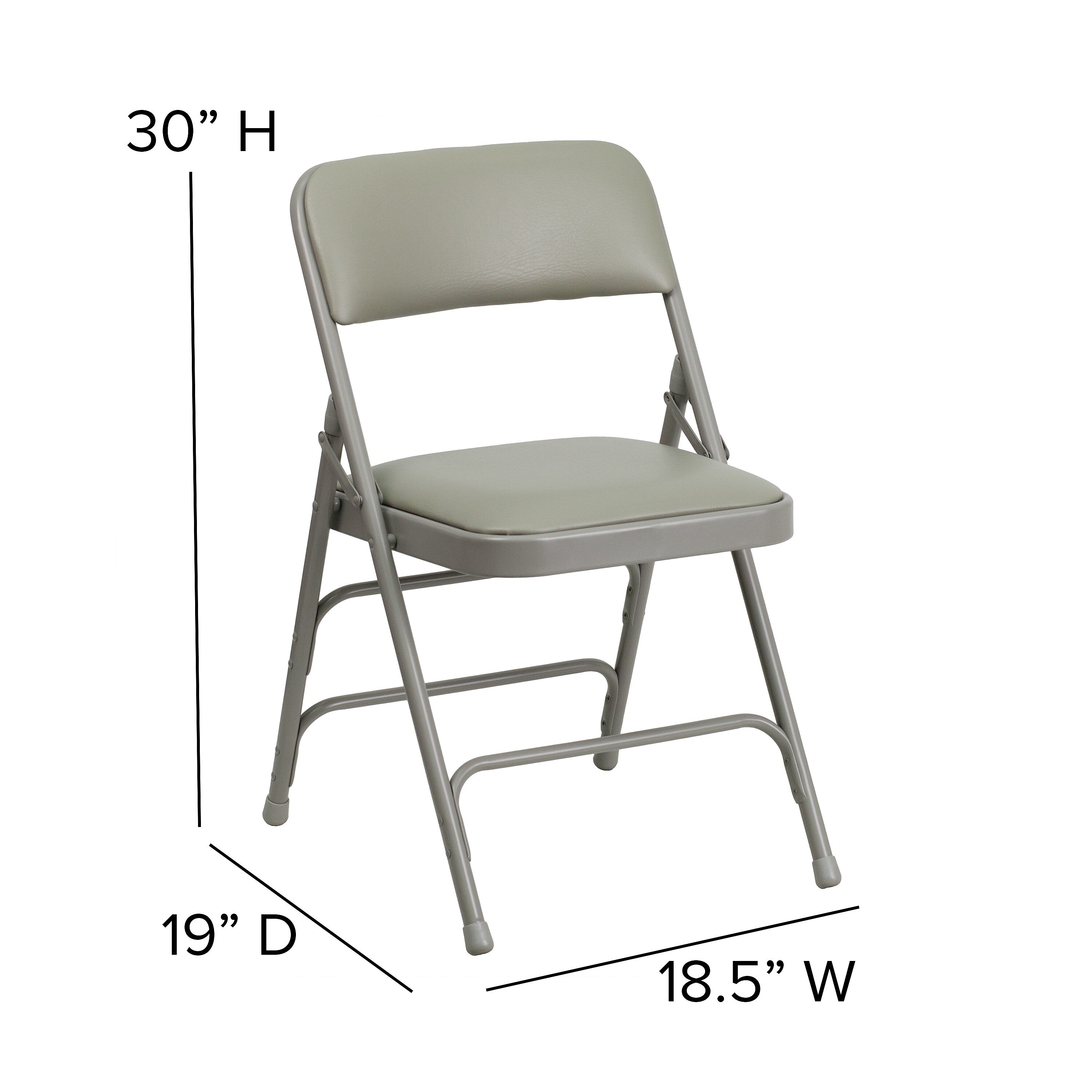 Flash Furniture HERCULES™ Curved Triple Braced Vinyl Armless Folding Chair, Gray, 4/Pack