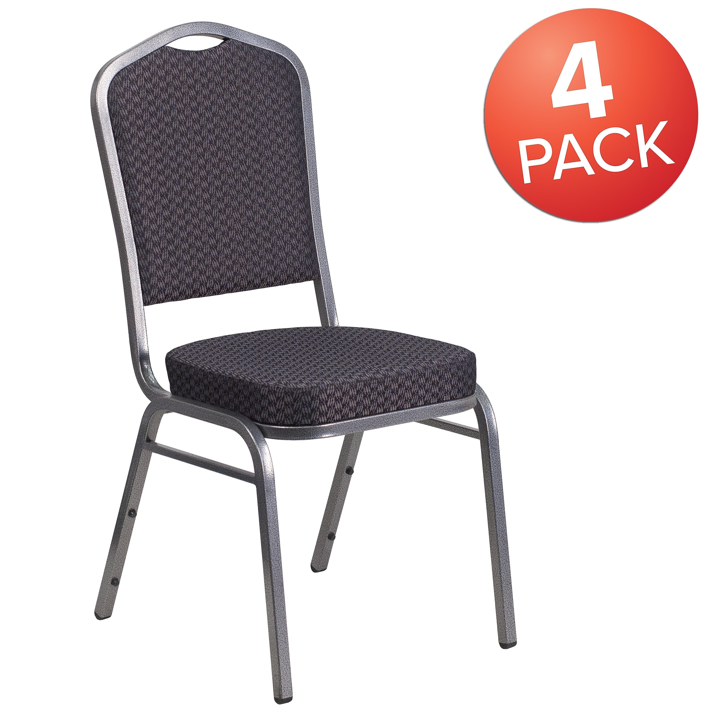 Flash Furniture HERCULES™ Fabric Silver Vein Frame Crown Back Banquet Chair, Black, 4/Pack