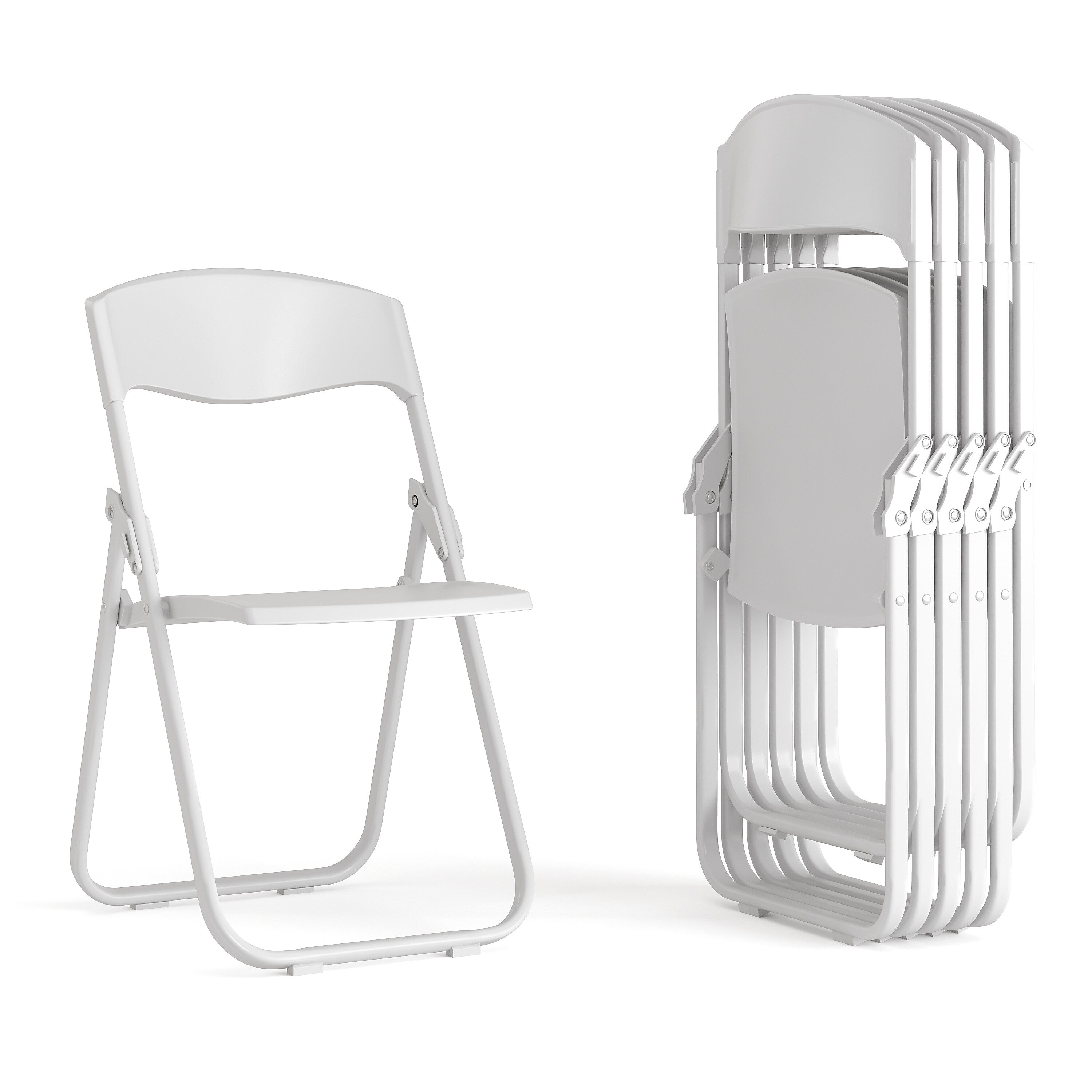 Flash Furniture HERCULES™ Heavy Duty Plastic Folding Chair, White, 6/Pack