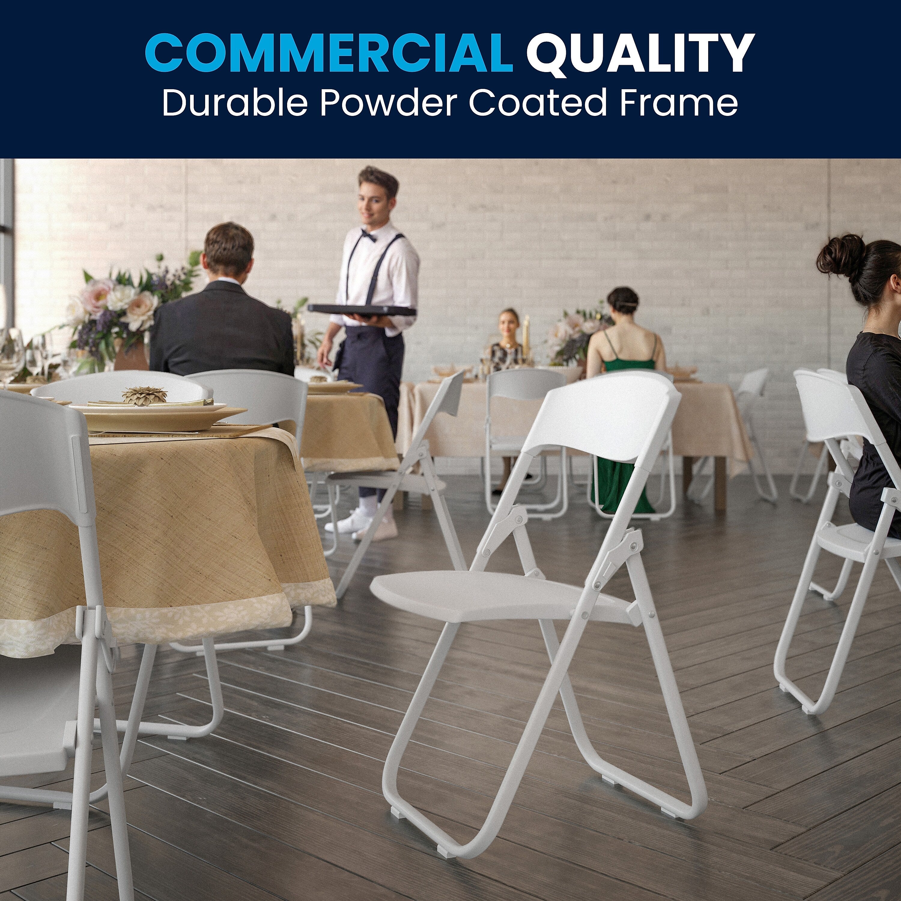 Flash Furniture HERCULES™ Heavy Duty Plastic Folding Chair, White, 6/Pack