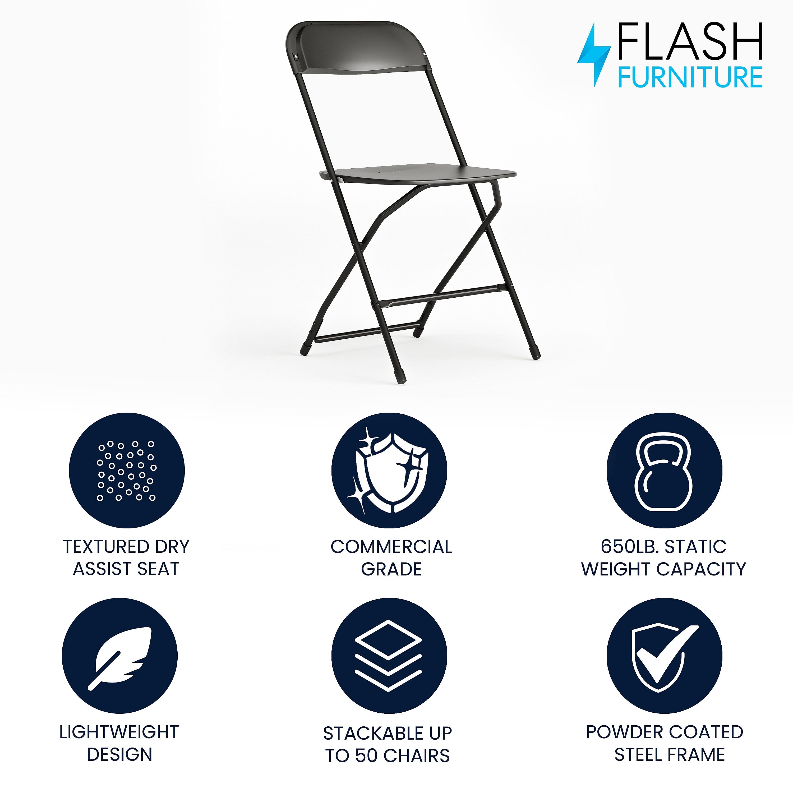 Flash Furniture HERCULES Plastic Office Chair, Black