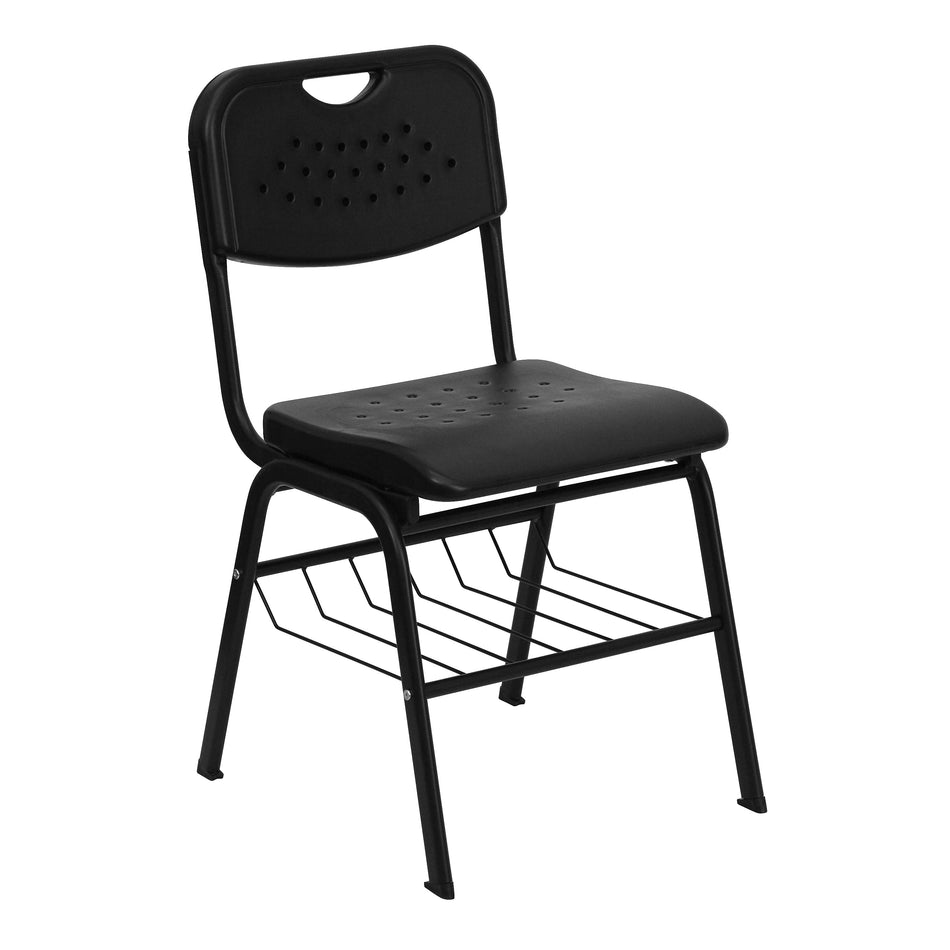 Flash Furniture HERCULES Plastic/Poly Guest Big & Tall Chair, 880 lb. Capacity, Black