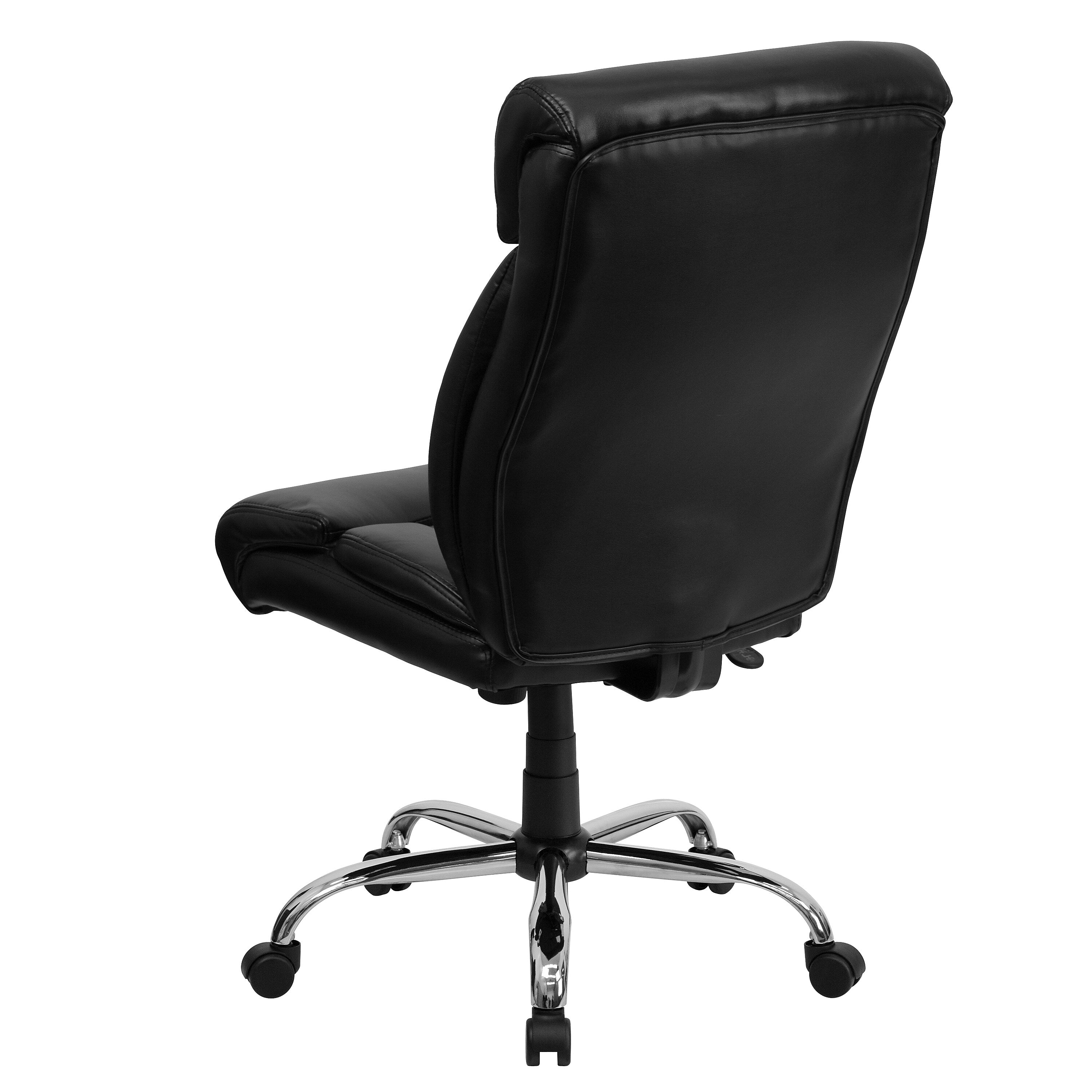 Flash Furniture HERCULES Series Armless Ergonomic LeatherSoft Swivel Big & Tall Executive Office Chair, Black