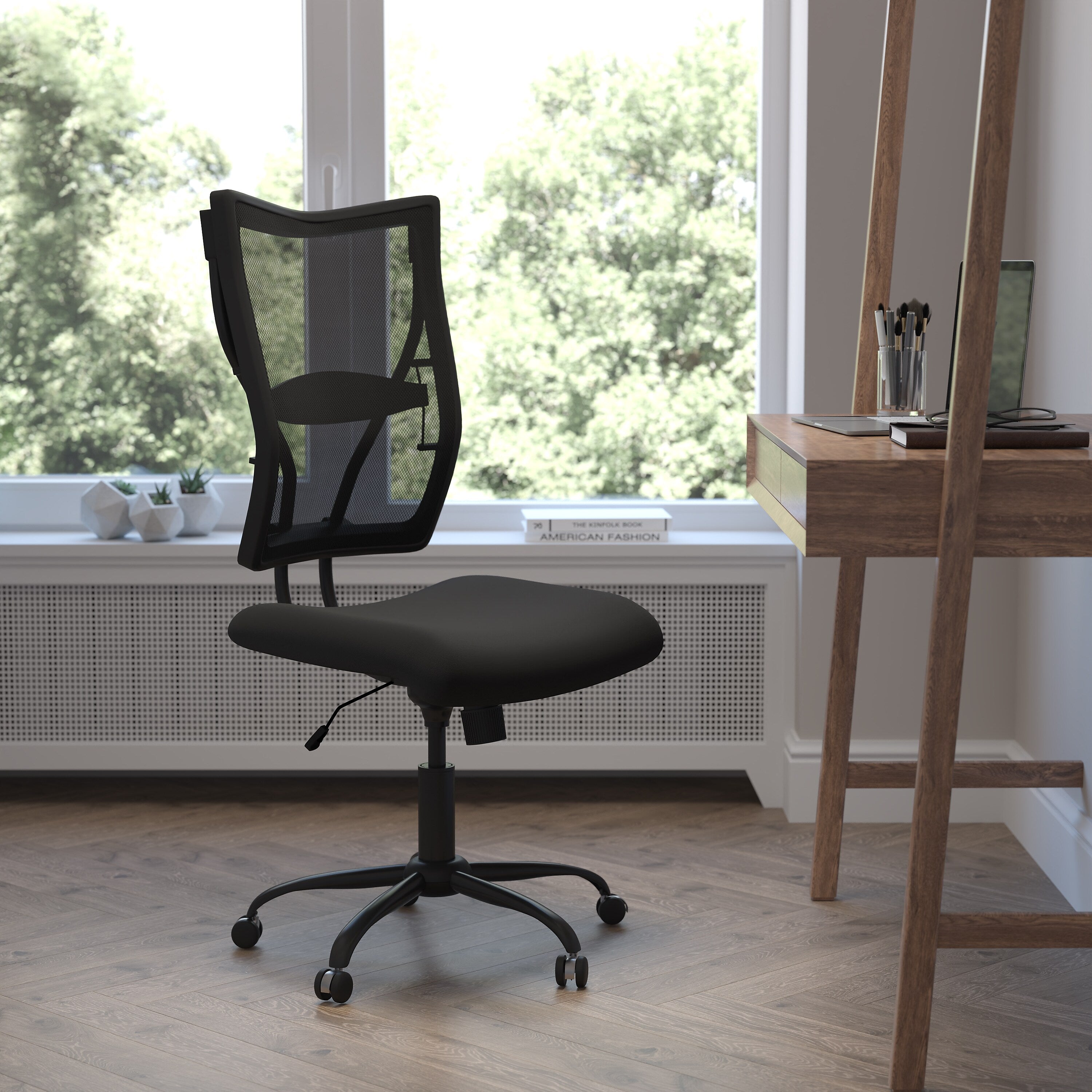 Flash Furniture HERCULES Series Armless Ergonomic Mesh Swivel Big & Tall Executive Office Chair, Black
