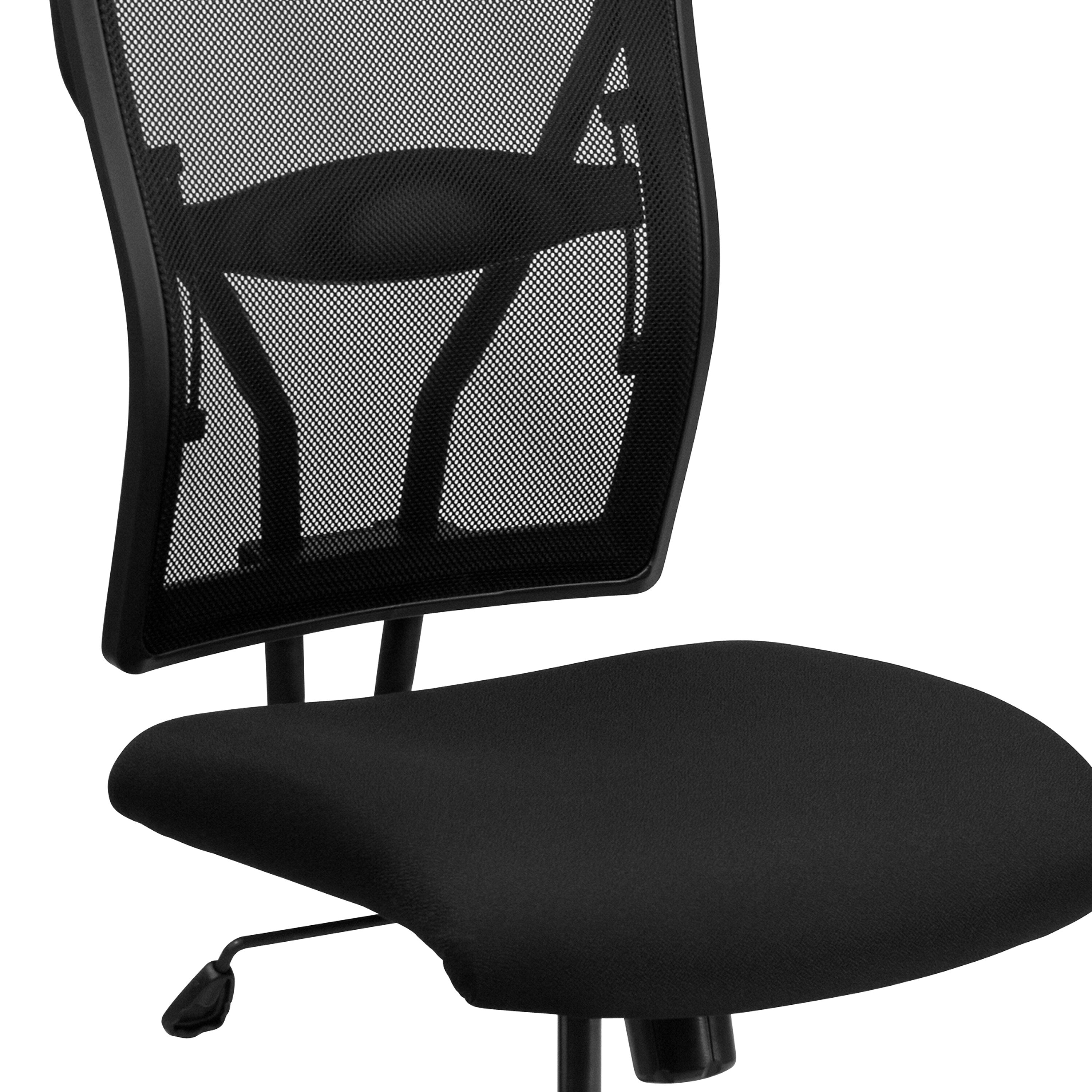 Flash Furniture HERCULES Series Armless Ergonomic Mesh Swivel Big & Tall Executive Office Chair, Black