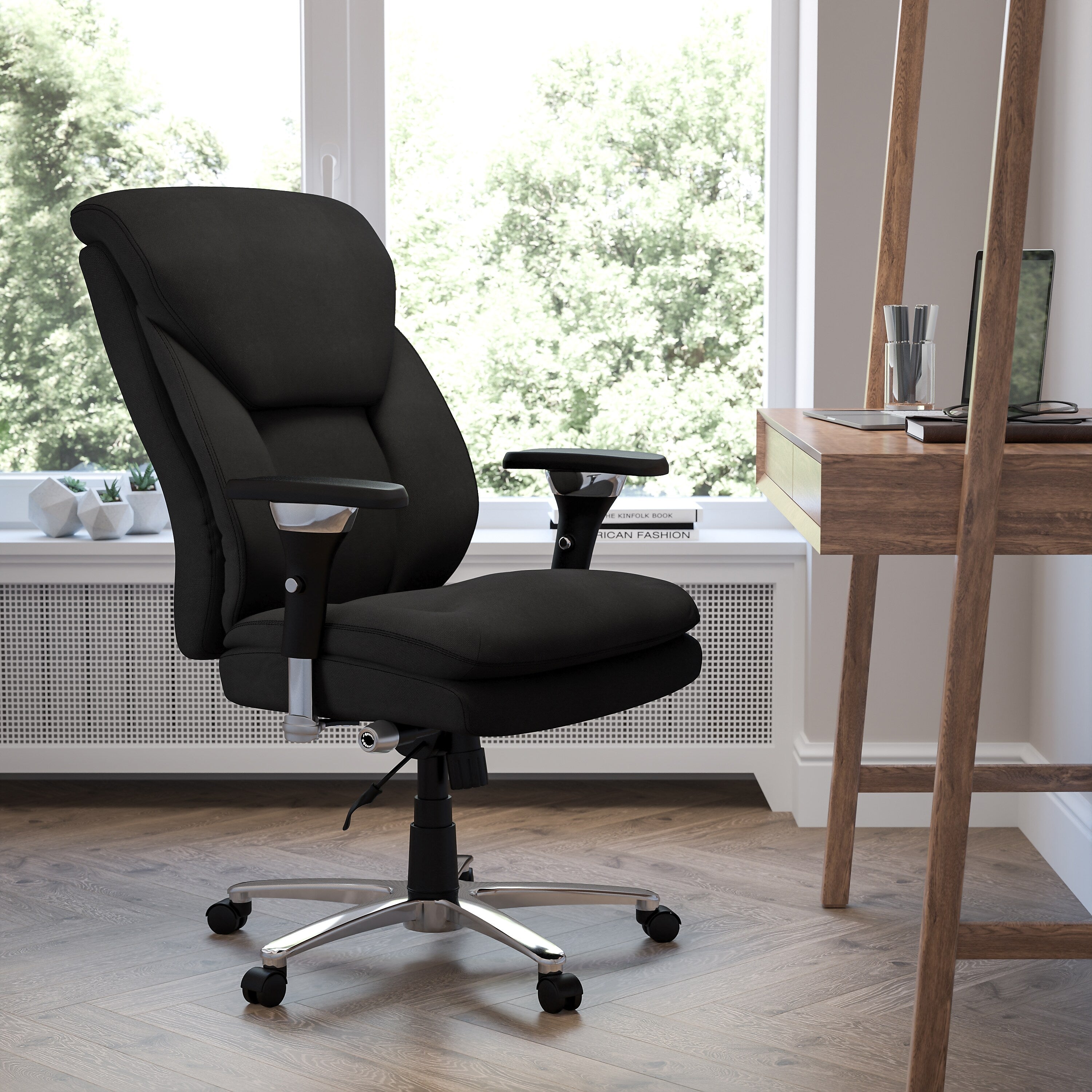 Flash Furniture HERCULES Series Ergonomic Fabric Swivel 24/7 Intensive Use Big & Tall Office Chair, Black