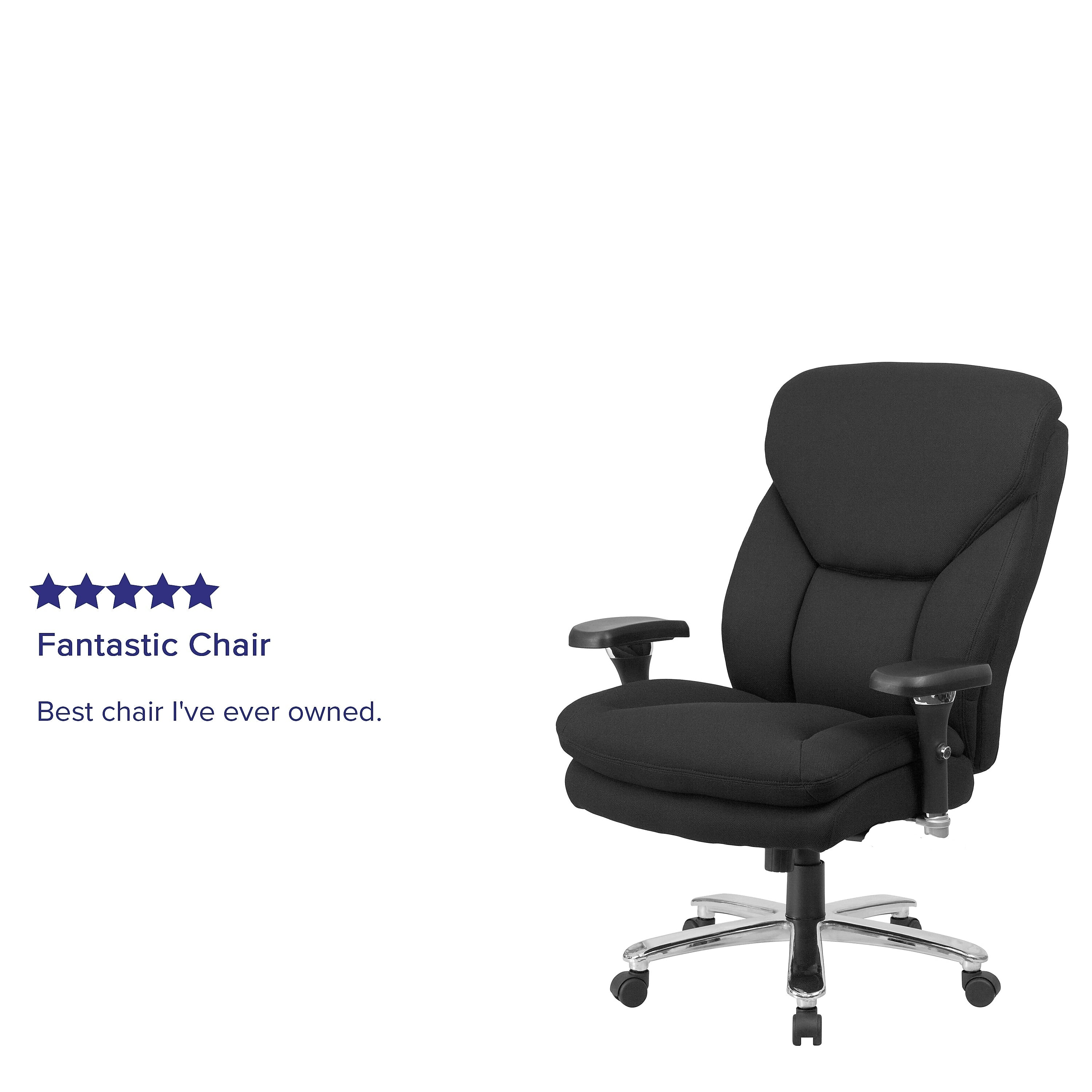 Flash Furniture HERCULES Series Ergonomic Fabric Swivel 24/7 Intensive Use Big & Tall Office Chair, Black