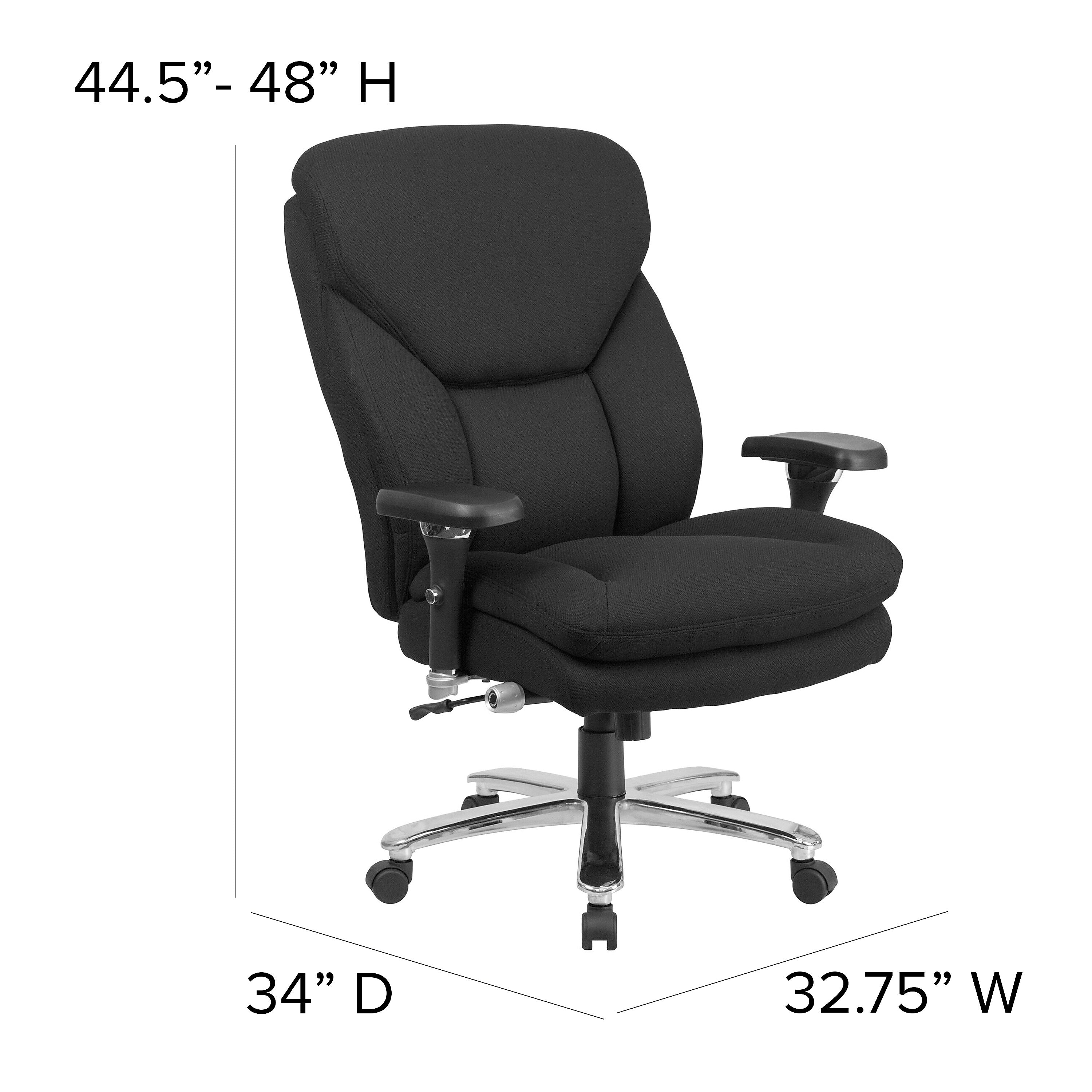 Flash Furniture HERCULES Series Ergonomic Fabric Swivel 24/7 Intensive Use Big & Tall Office Chair, Black