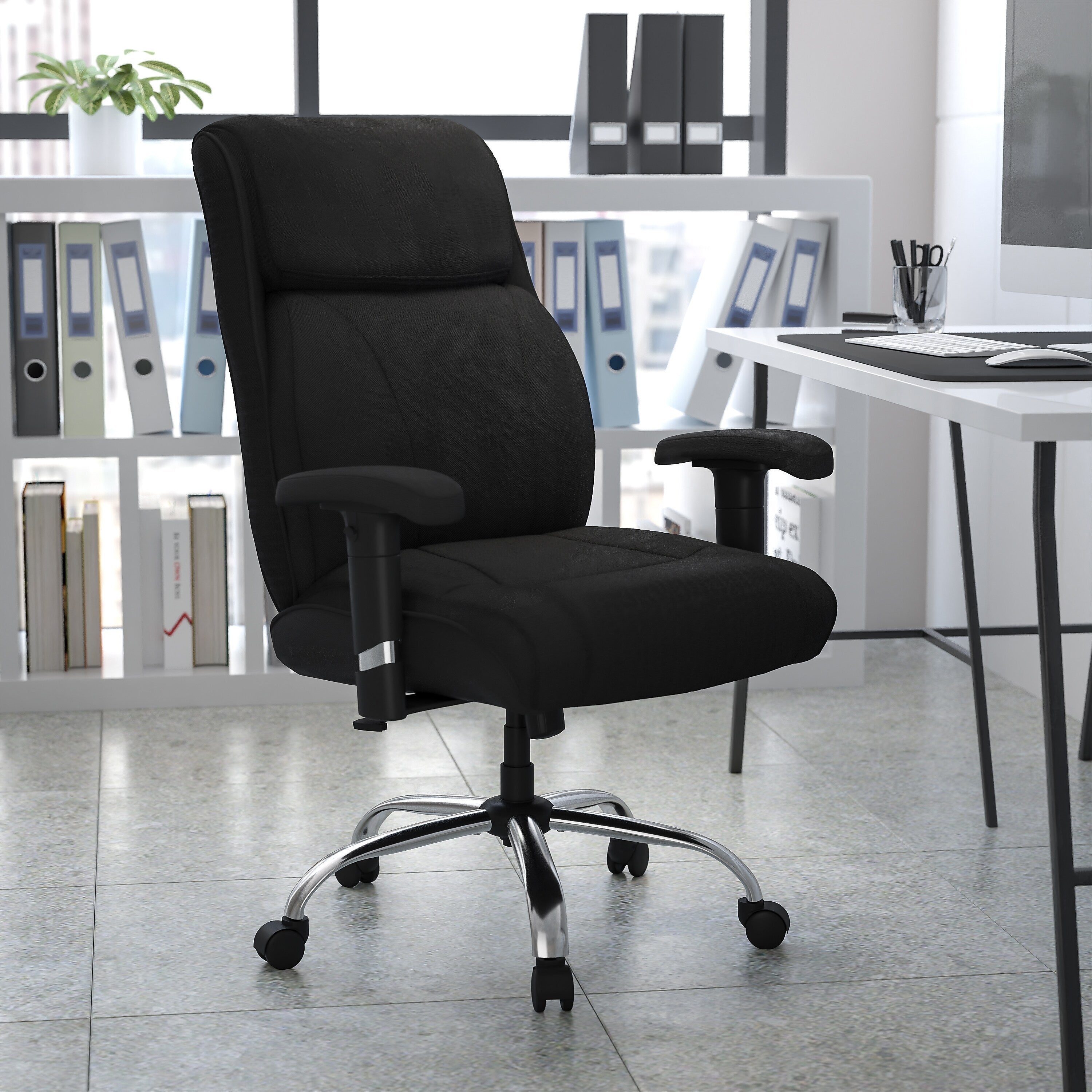 Flash Furniture HERCULES Series Ergonomic Fabric Swivel Big & Tall Task Office Chair, Black