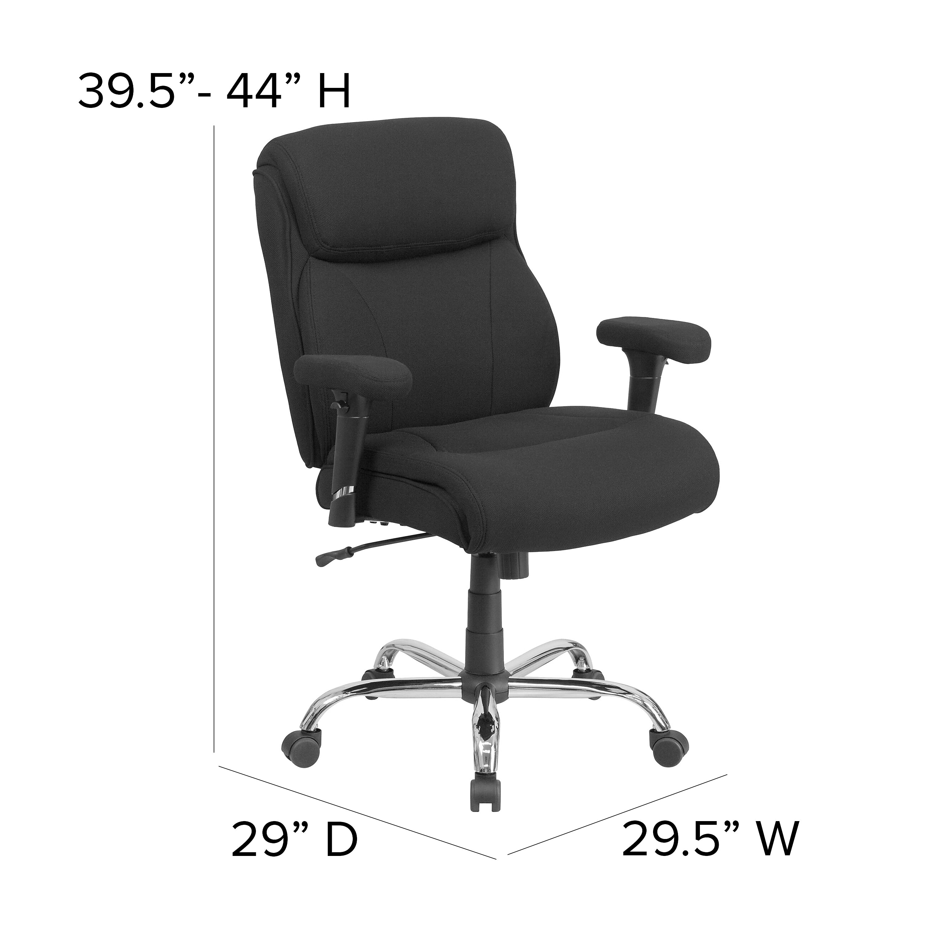 Flash Furniture HERCULES Series Ergonomic Fabric Swivel Big & Tall Task Office Chair, Black