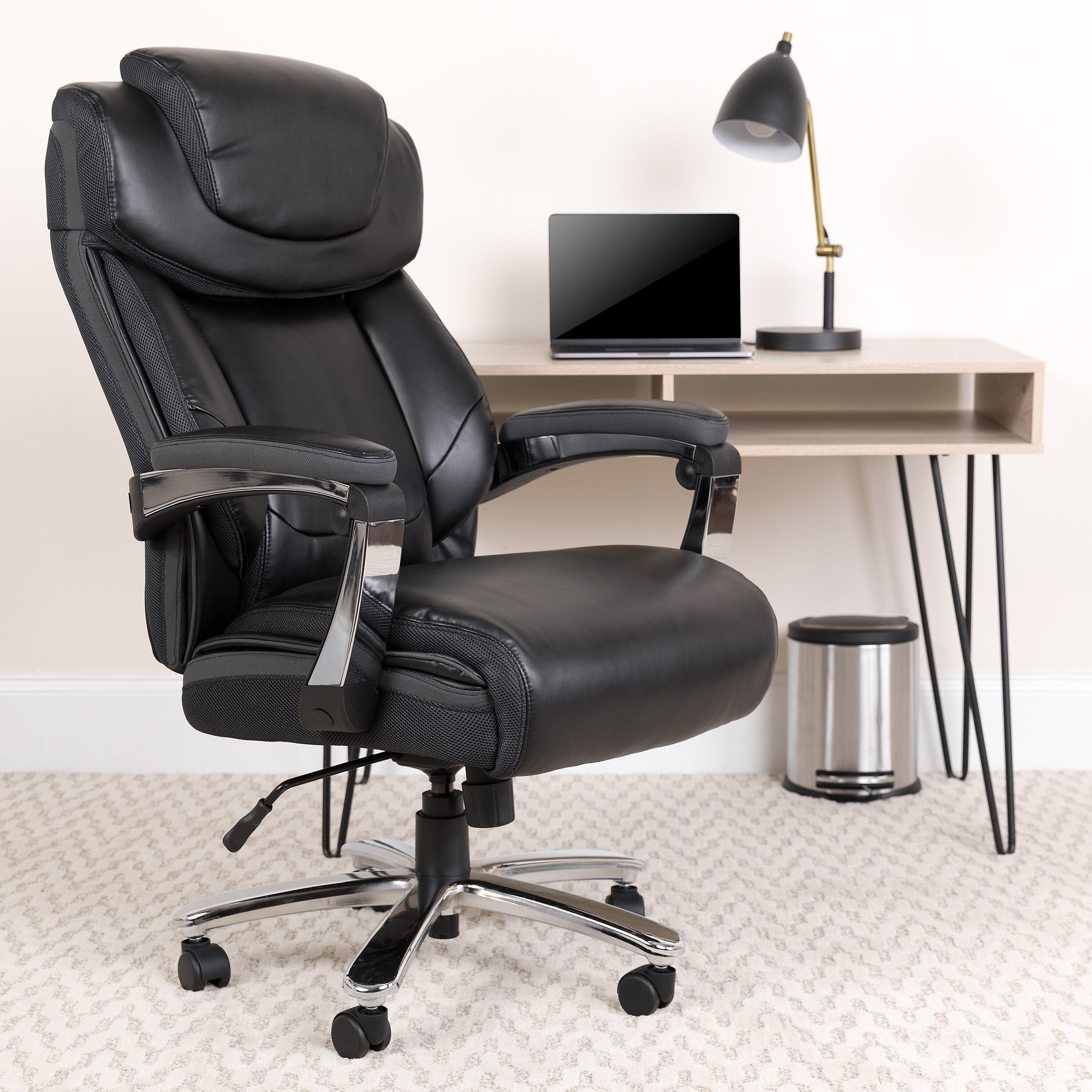 Flash Furniture HERCULES Series Ergonomic LeatherSoft Swivel Big & Tall Executive Office Chair, Black