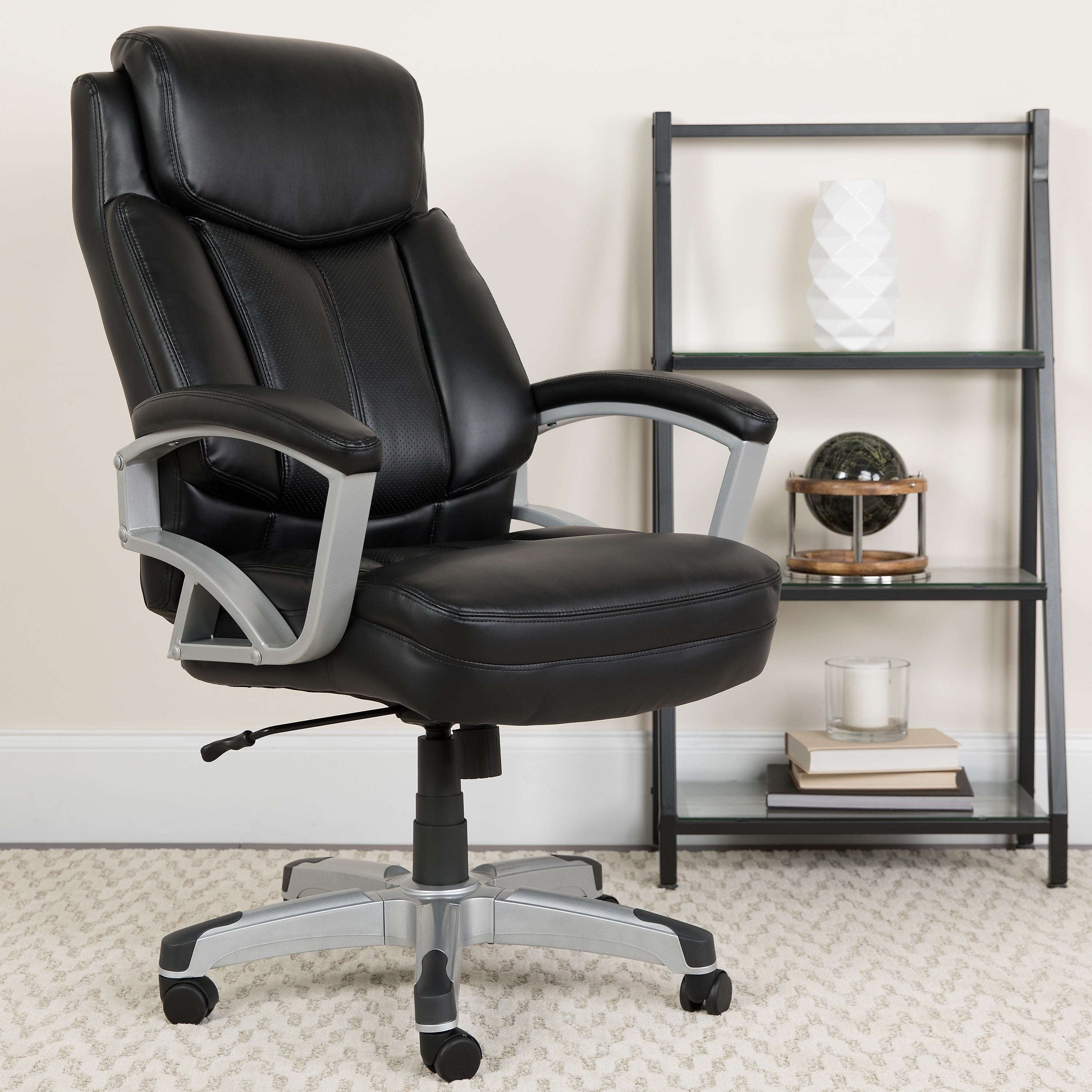 Flash Furniture HERCULES Series Ergonomic LeatherSoft Swivel Big & Tall Executive Office Chair, Black