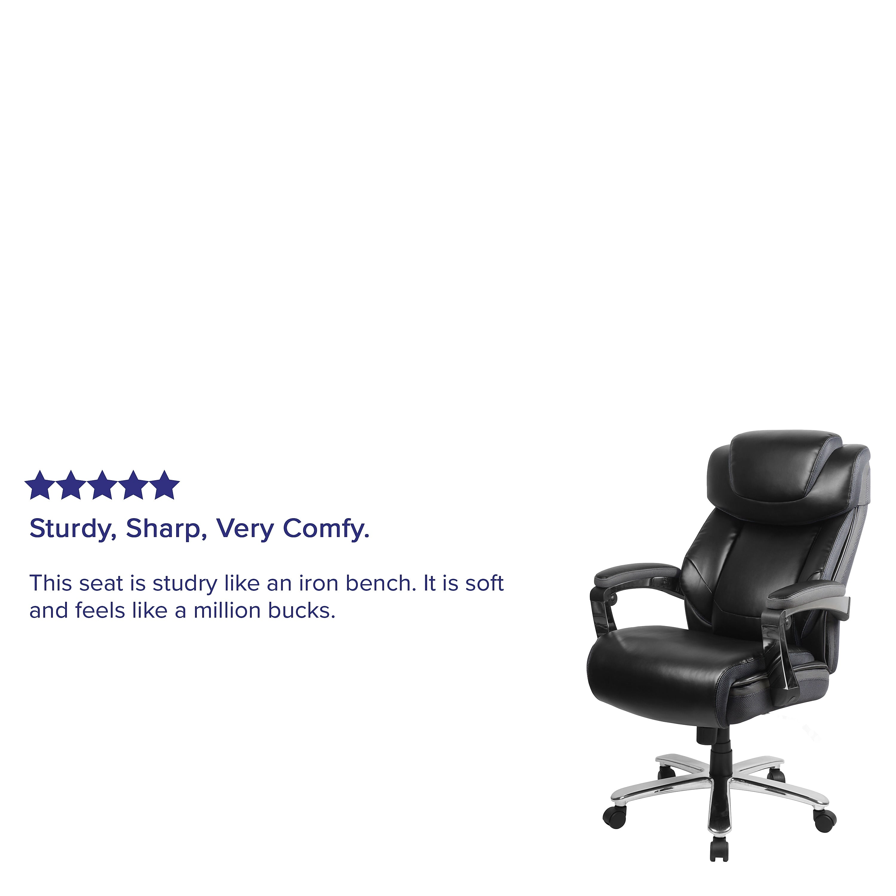 Flash Furniture HERCULES Series Ergonomic LeatherSoft Swivel Big & Tall Executive Office Chair, Black