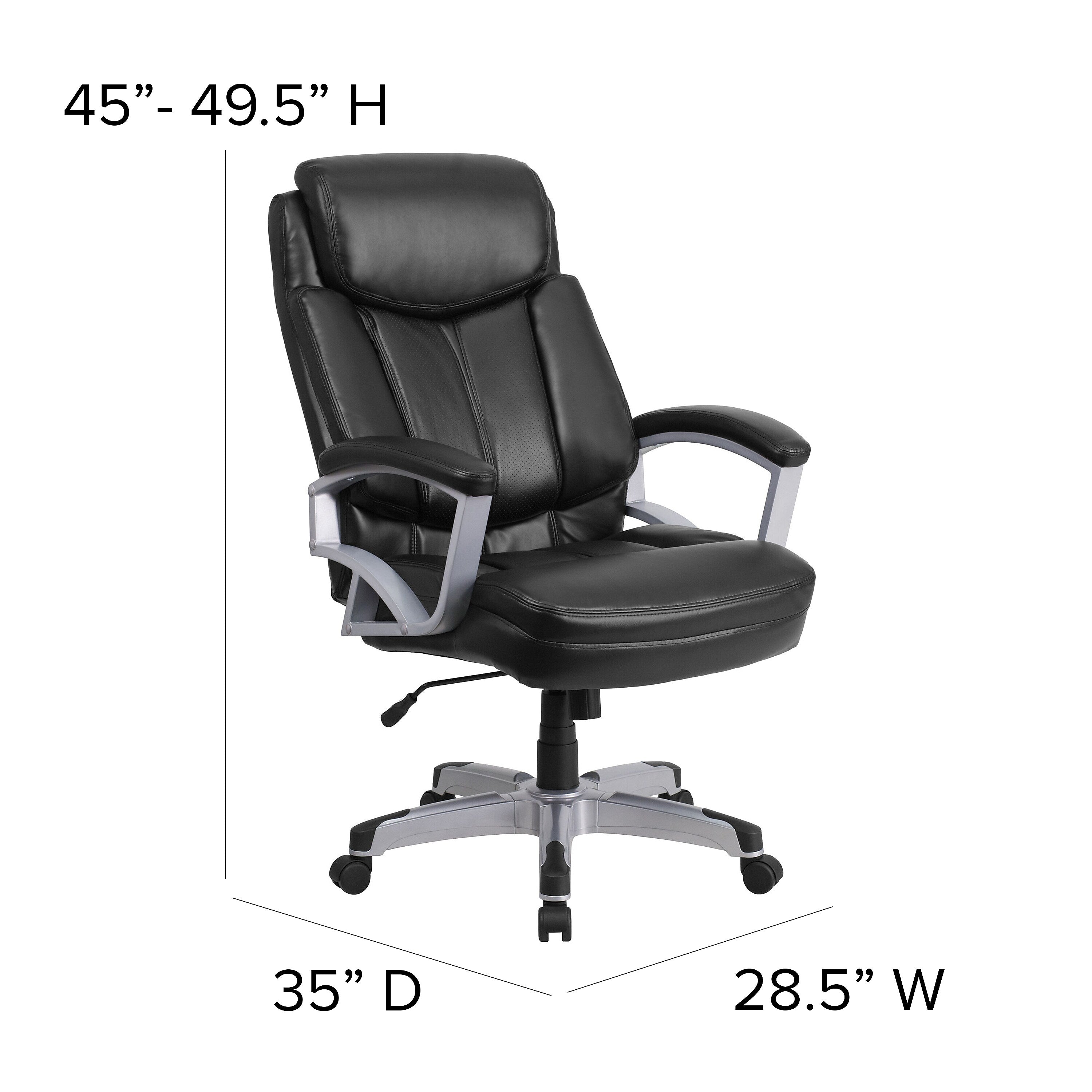 Flash Furniture HERCULES Series Ergonomic LeatherSoft Swivel Big & Tall Executive Office Chair, Black
