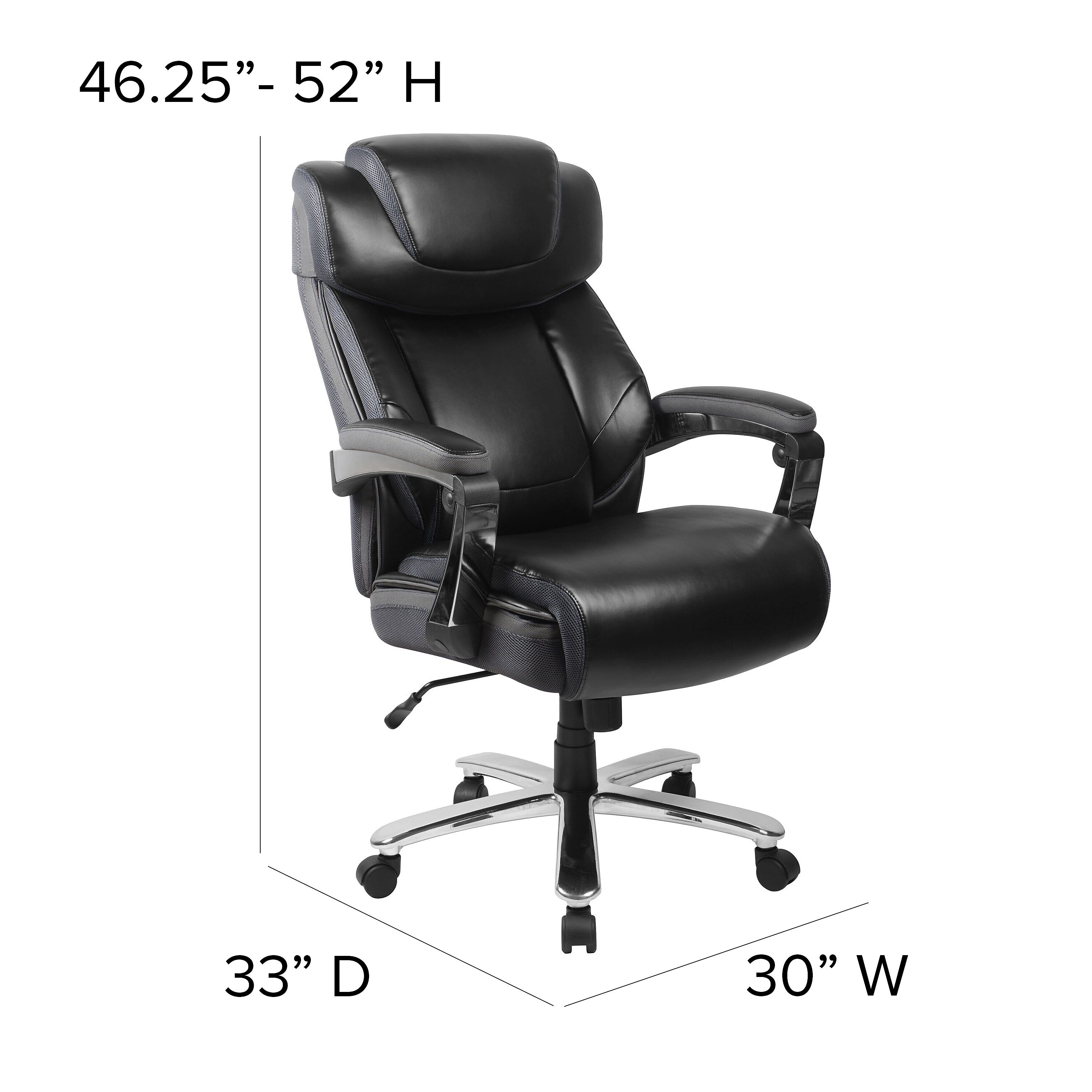 Flash Furniture HERCULES Series Ergonomic LeatherSoft Swivel Big & Tall Executive Office Chair, Black