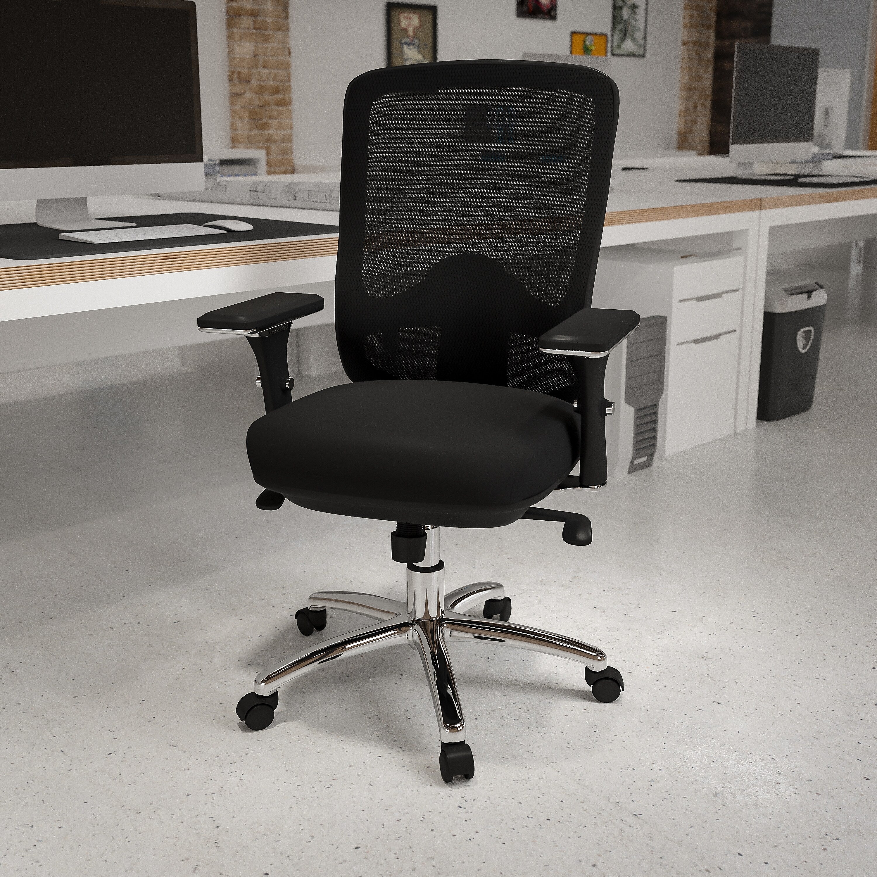 Flash Furniture HERCULES Series Ergonomic Mesh Swivel 24/7 Intensive Use Big & Tall Multifunction Office Chair, Black