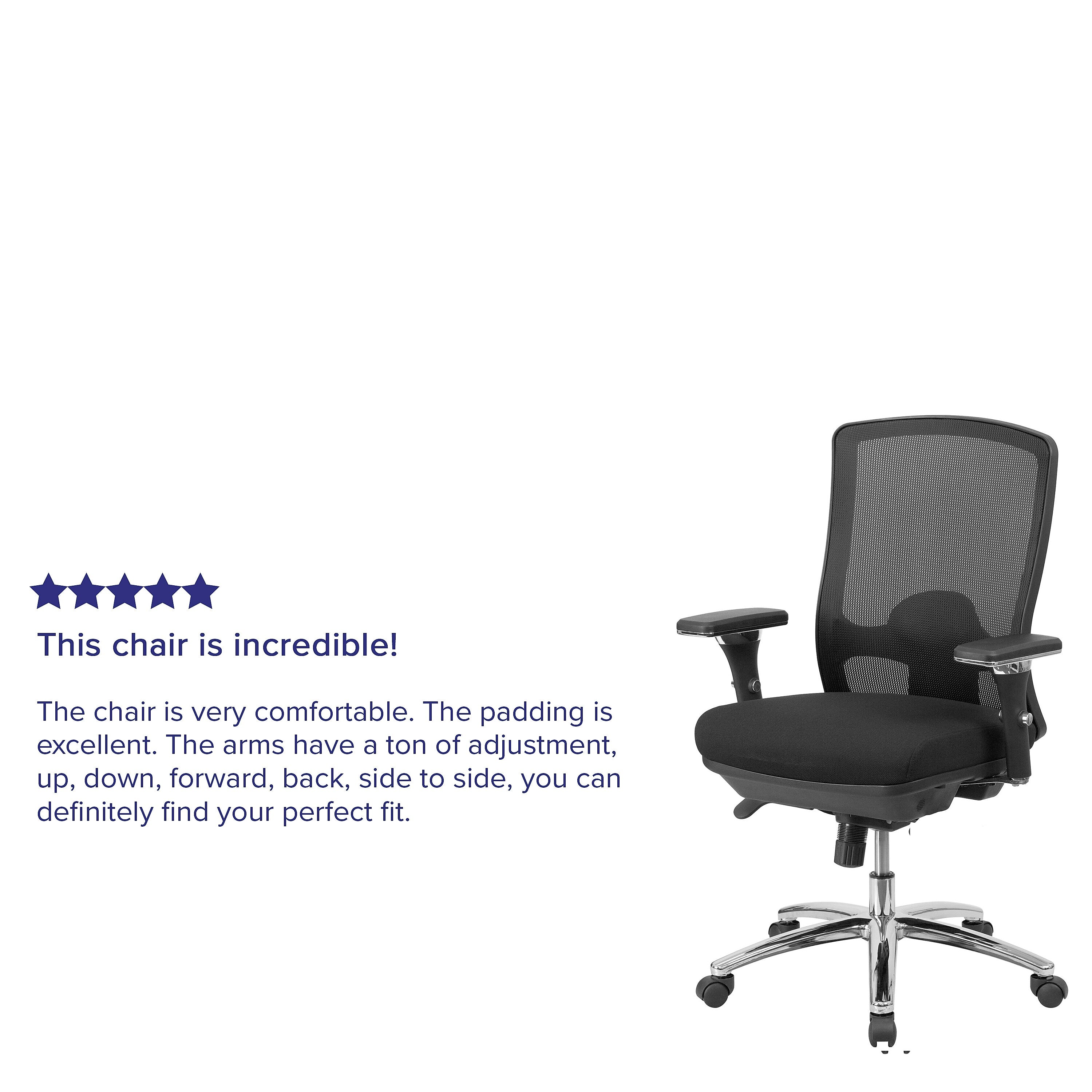 Flash Furniture HERCULES Series Ergonomic Mesh Swivel 24/7 Intensive Use Big & Tall Multifunction Office Chair, Black
