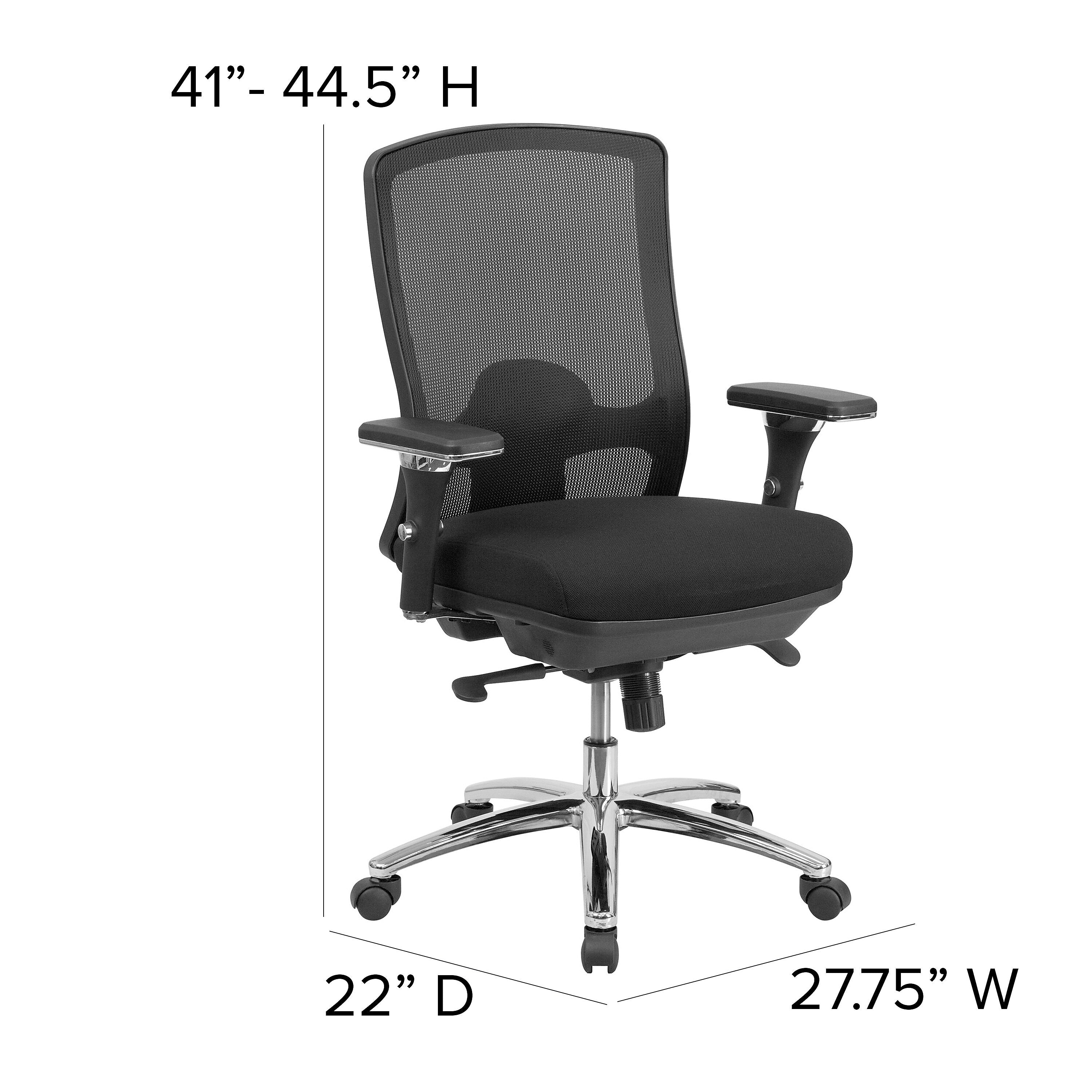 Flash Furniture HERCULES Series Ergonomic Mesh Swivel 24/7 Intensive Use Big & Tall Multifunction Office Chair, Black