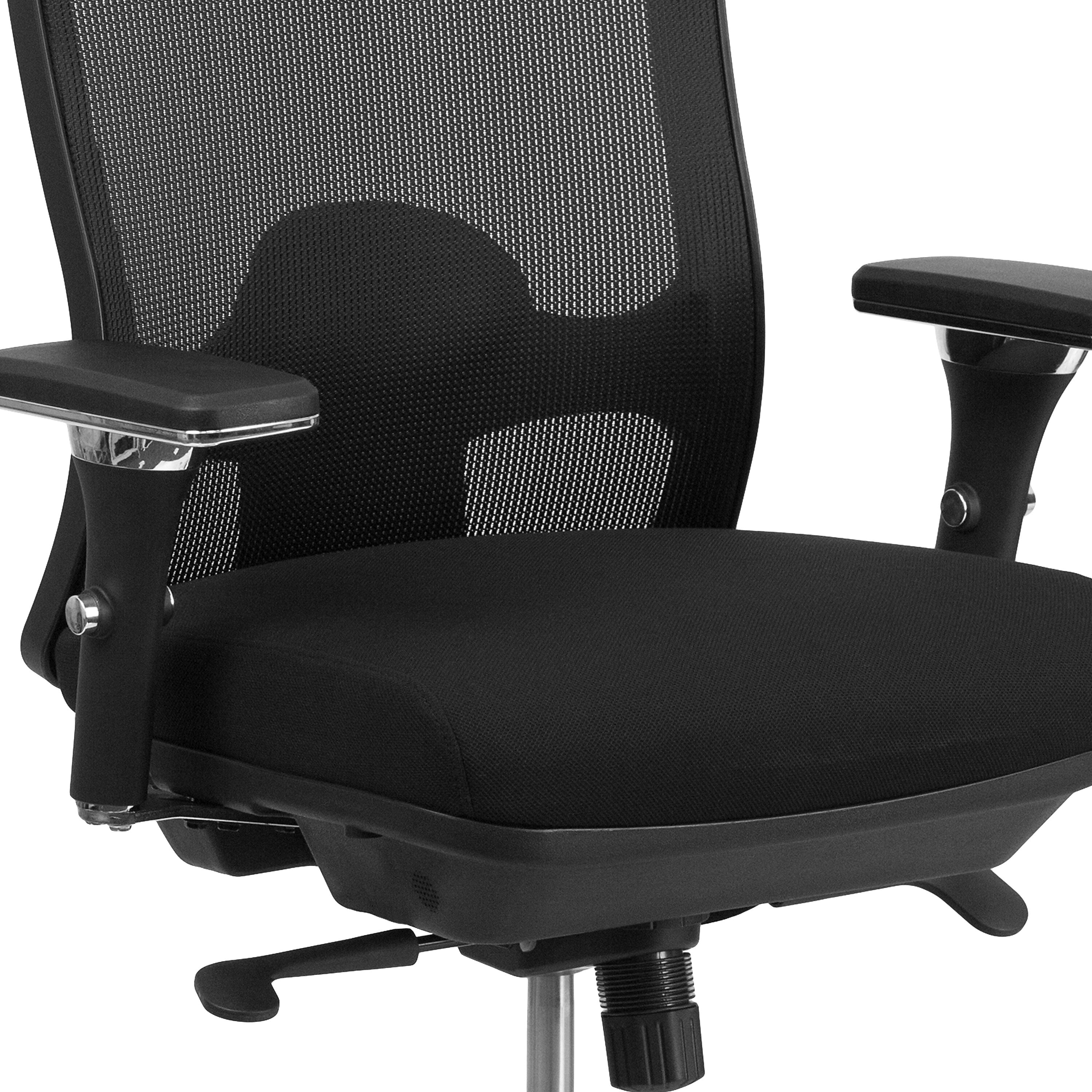 Flash Furniture HERCULES Series Ergonomic Mesh Swivel 24/7 Intensive Use Big & Tall Multifunction Office Chair, Black
