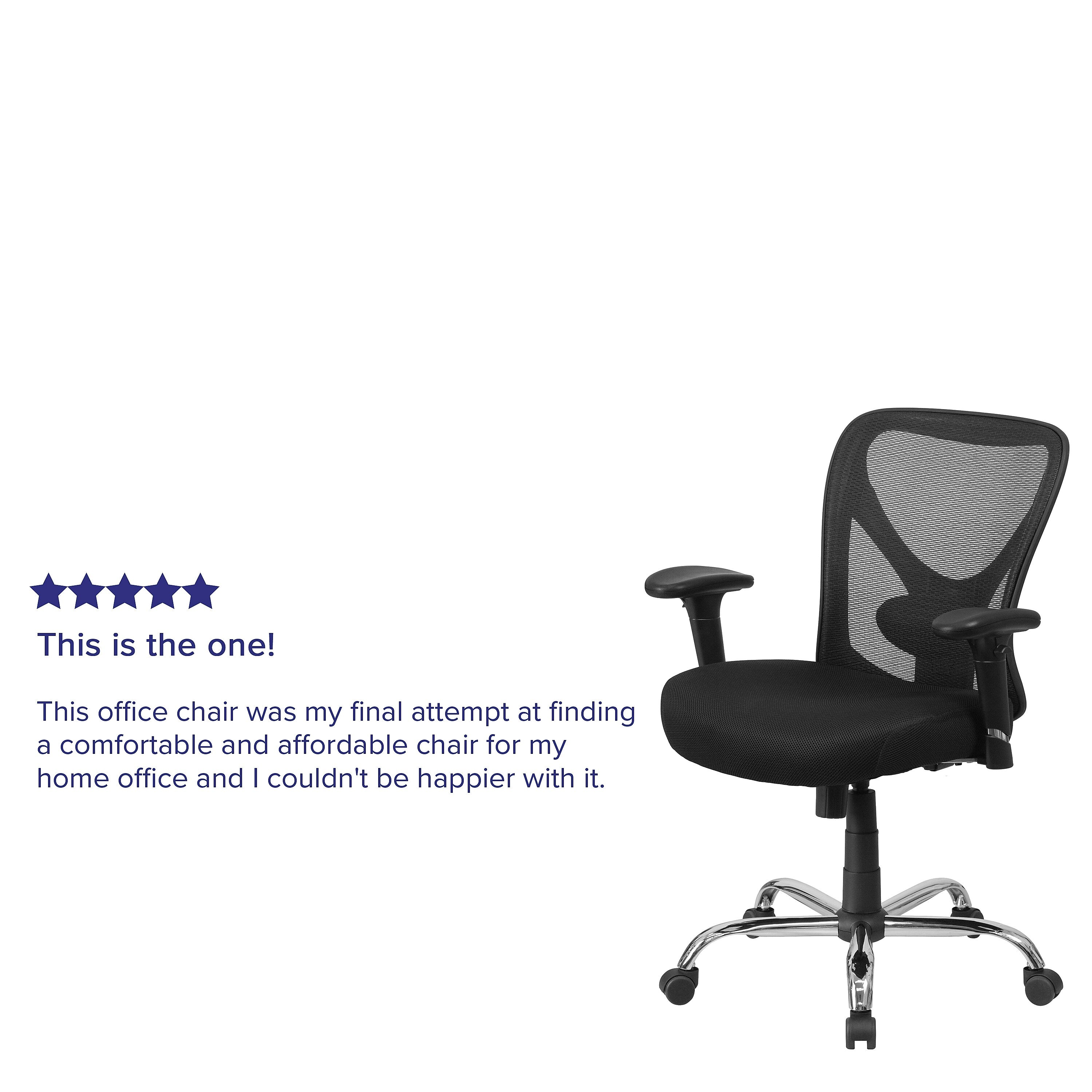 Flash Furniture HERCULES Series Ergonomic Mesh Swivel Big & Tall Office Chair, Black