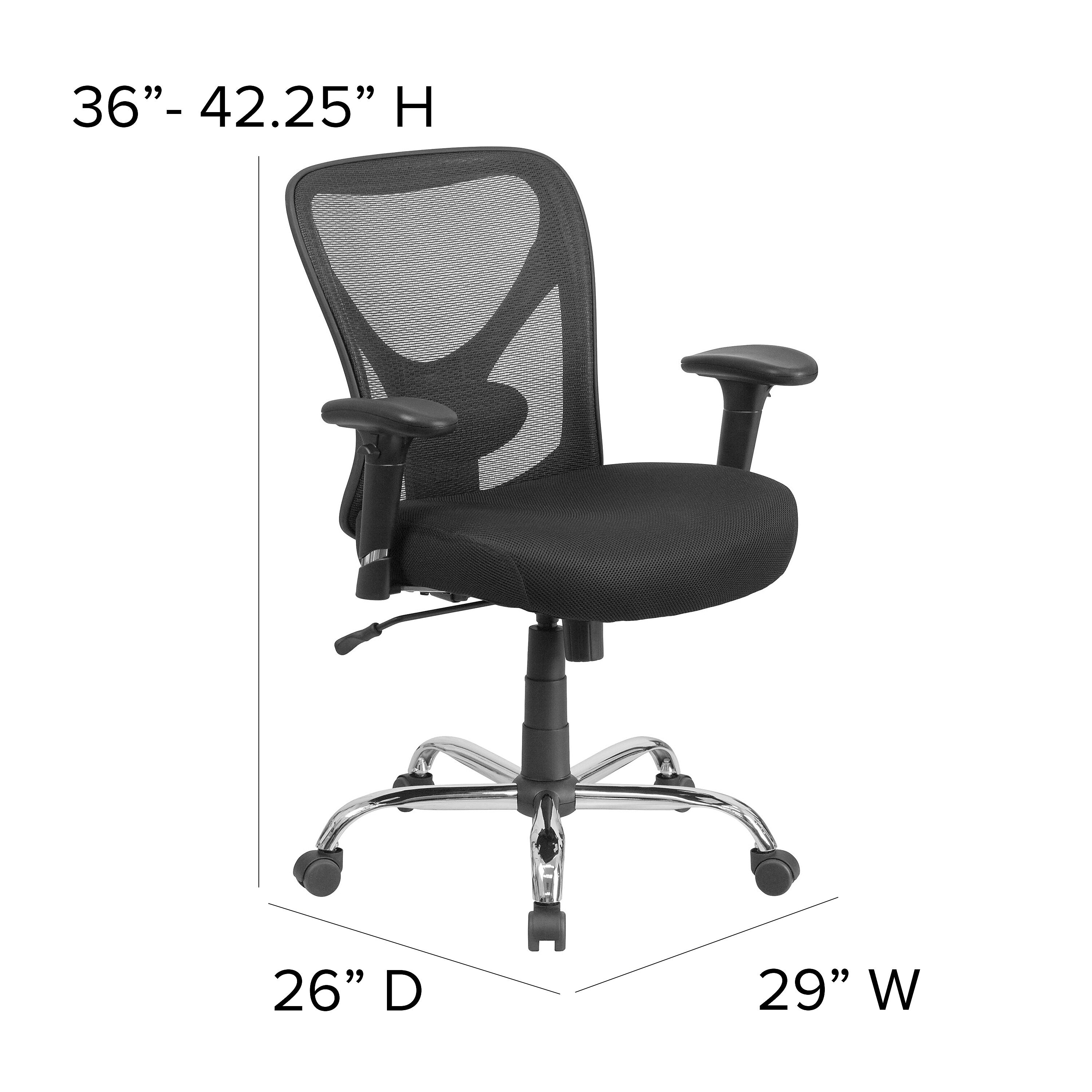Flash Furniture HERCULES Series Ergonomic Mesh Swivel Big & Tall Office Chair, Black