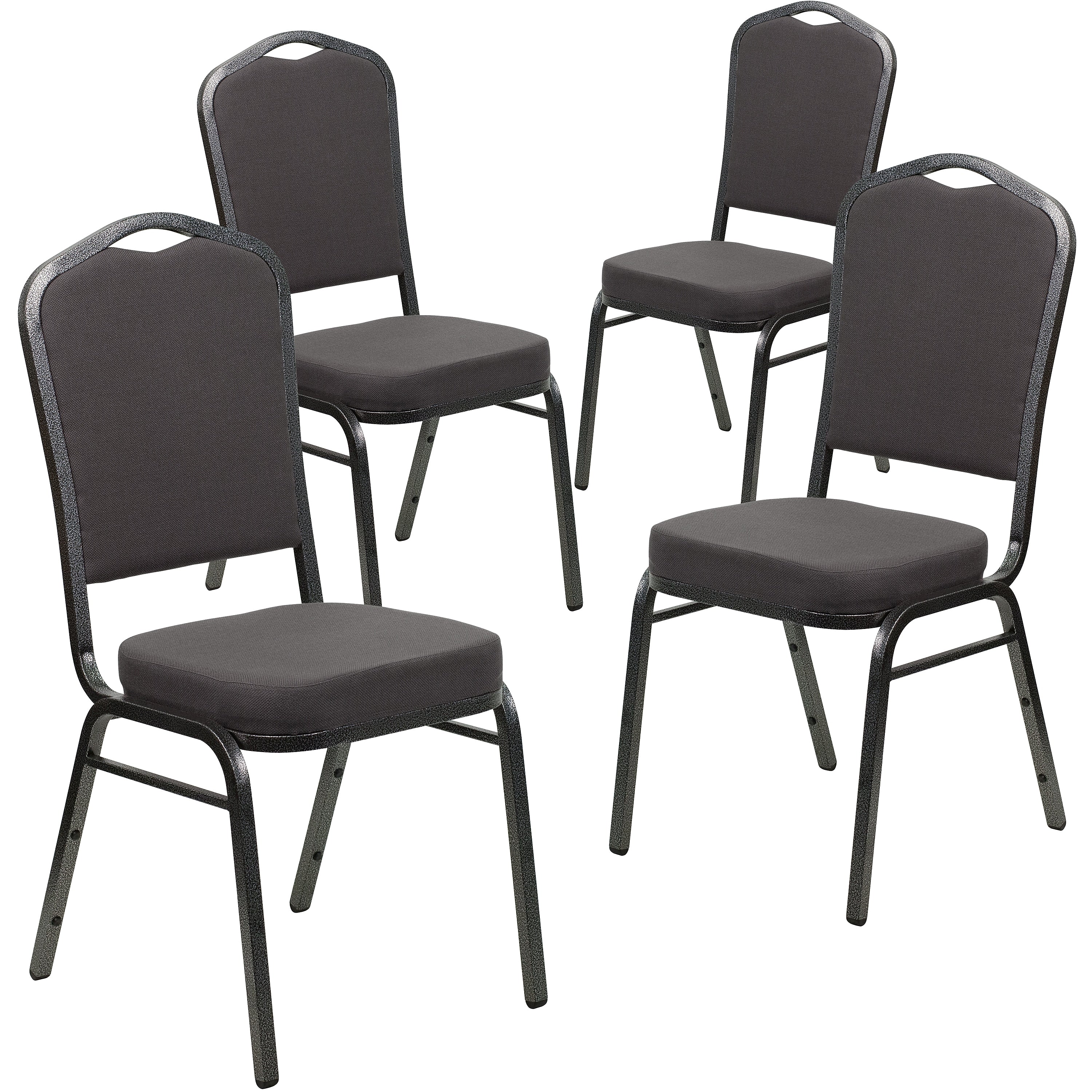 Flash Furniture HERCULES Series Fabric Banquet Stacking Chair, Gray/Silver Vein Frame, 4 Pack