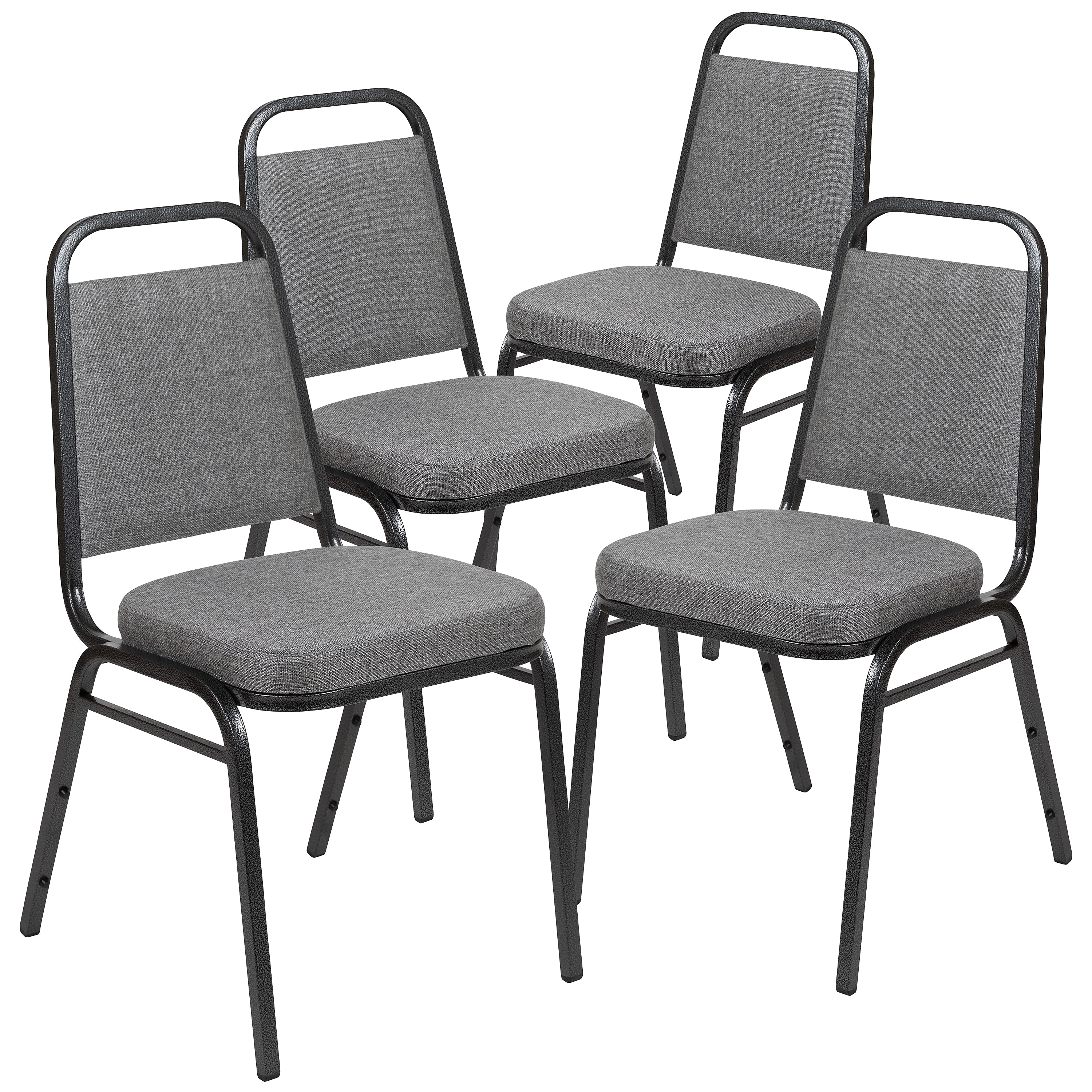 Flash Furniture HERCULES Series Fabric Banquet Stacking Chair, Gray/Silver Vein Frame, 4 Pack
