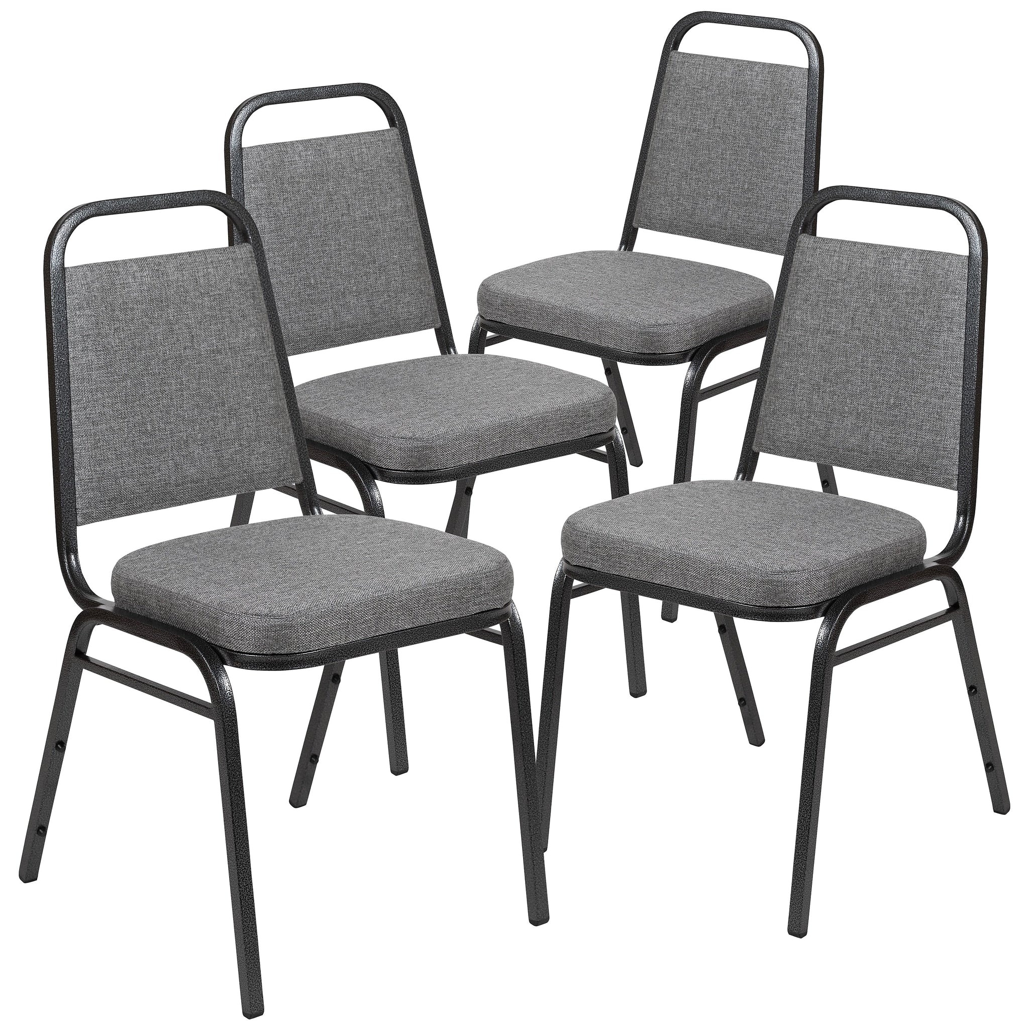 Flash Furniture HERCULES Series Fabric Banquet Stacking Chair, Gray/Silver Vein Frame, 4 Pack