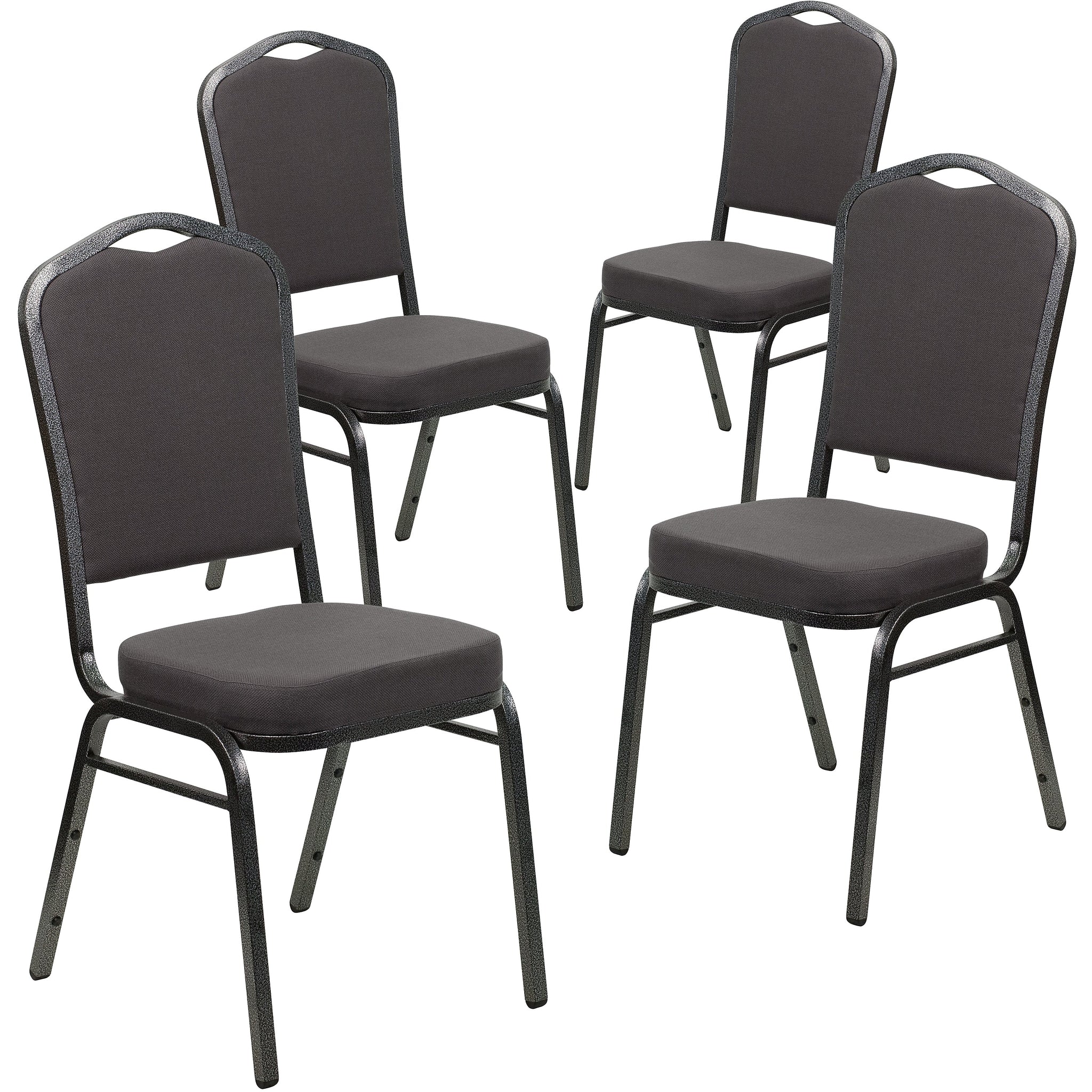Flash Furniture HERCULES Series Fabric Banquet Stacking Chair, Gray/Silver Vein Frame, 4 Pack