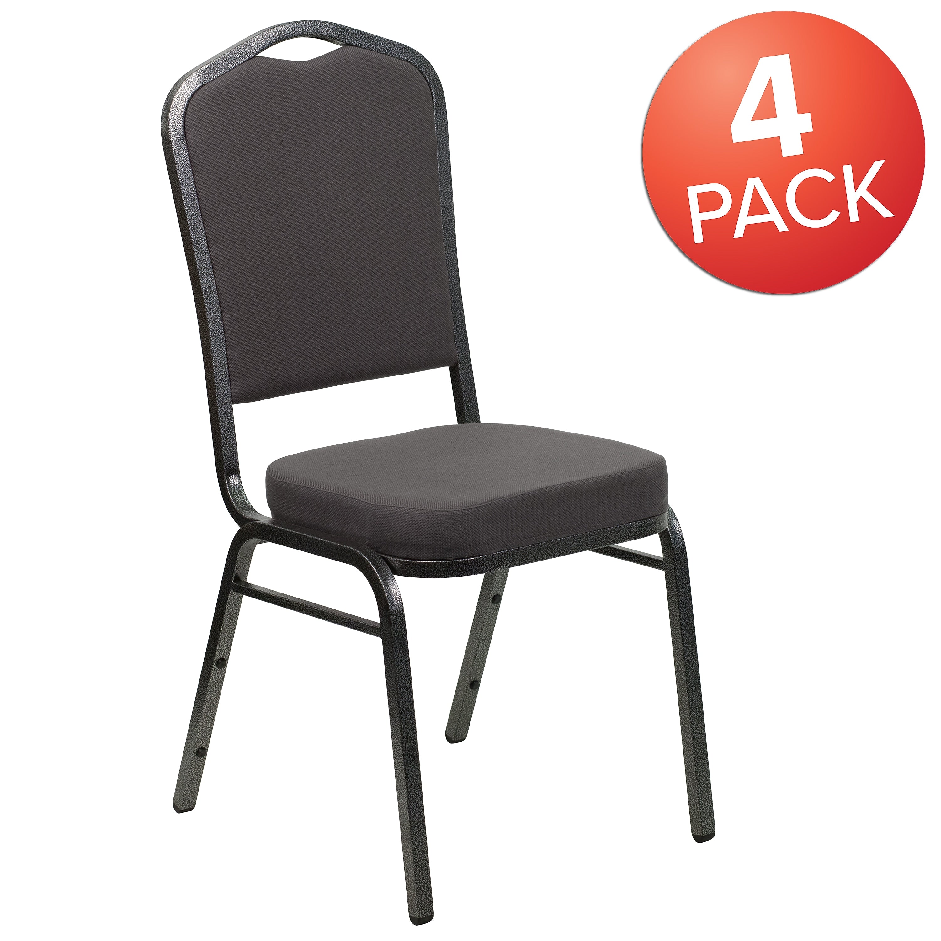 Flash Furniture HERCULES Series Fabric Banquet Stacking Chair, Gray/Silver Vein Frame, 4 Pack