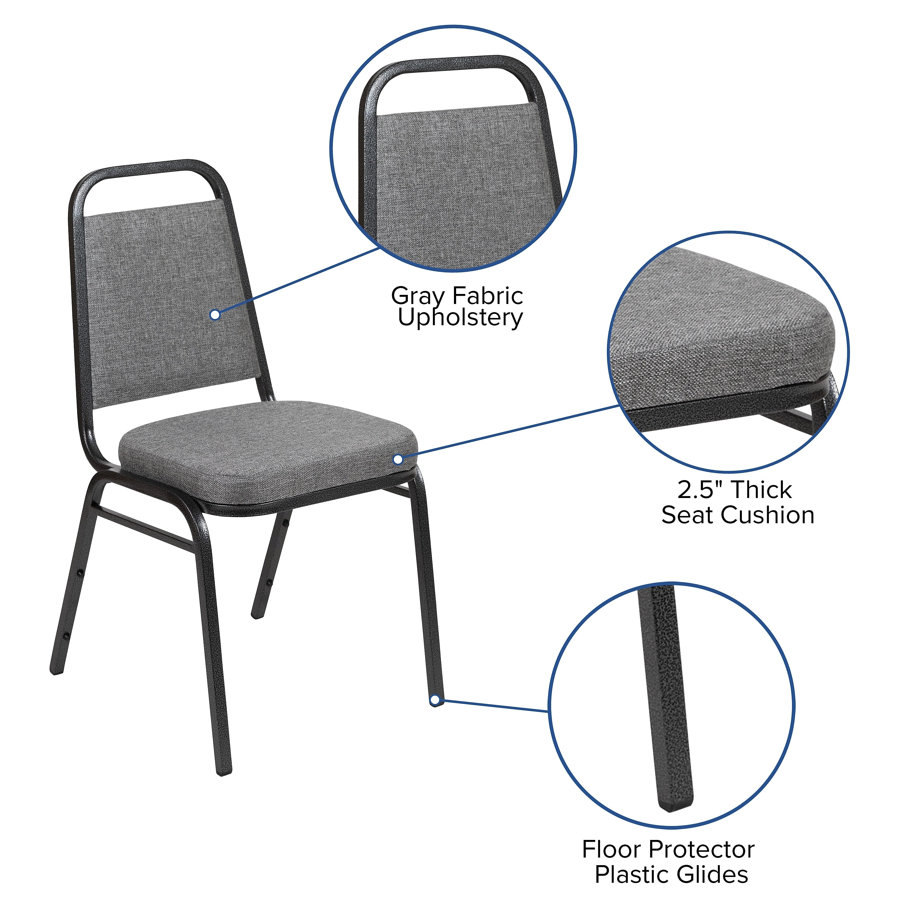 Flash Furniture HERCULES Series Fabric Banquet Stacking Chair, Gray/Silver Vein Frame, 4 Pack