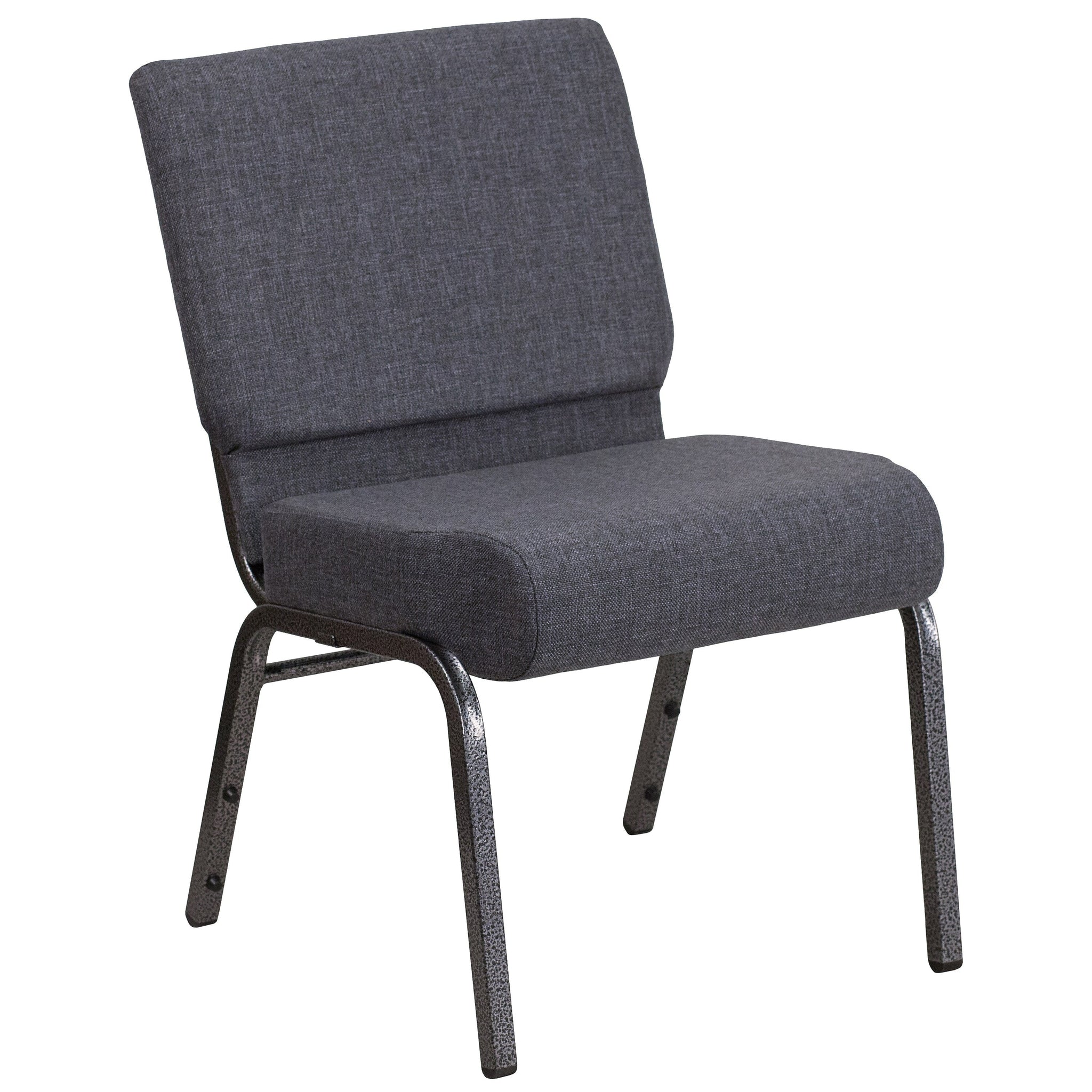 Flash Furniture HERCULES Series Fabric Church Stacking Chair, Dark Gray/Silver Vein Frame