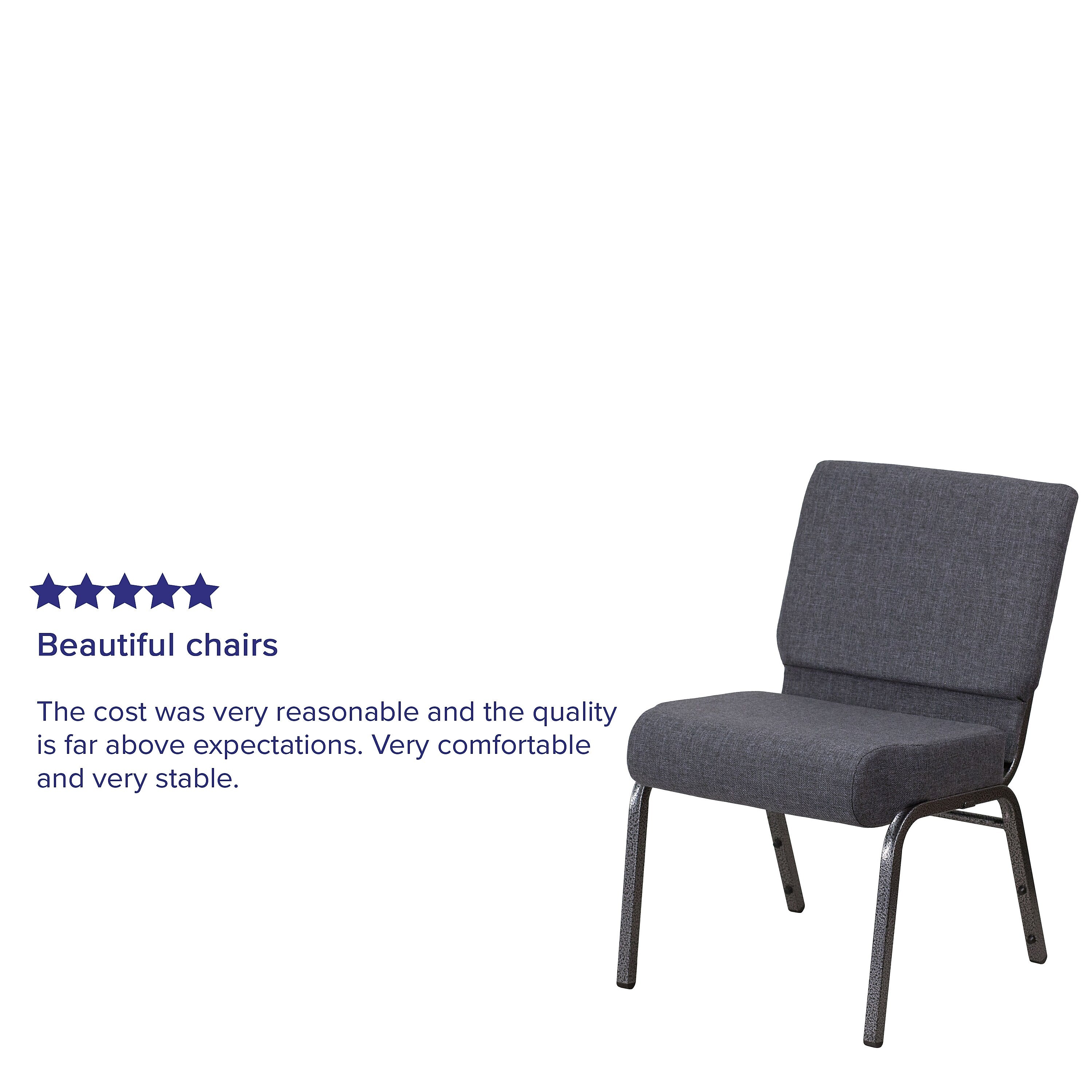 Flash Furniture HERCULES Series Fabric Church Stacking Chair, Dark Gray/Silver Vein Frame