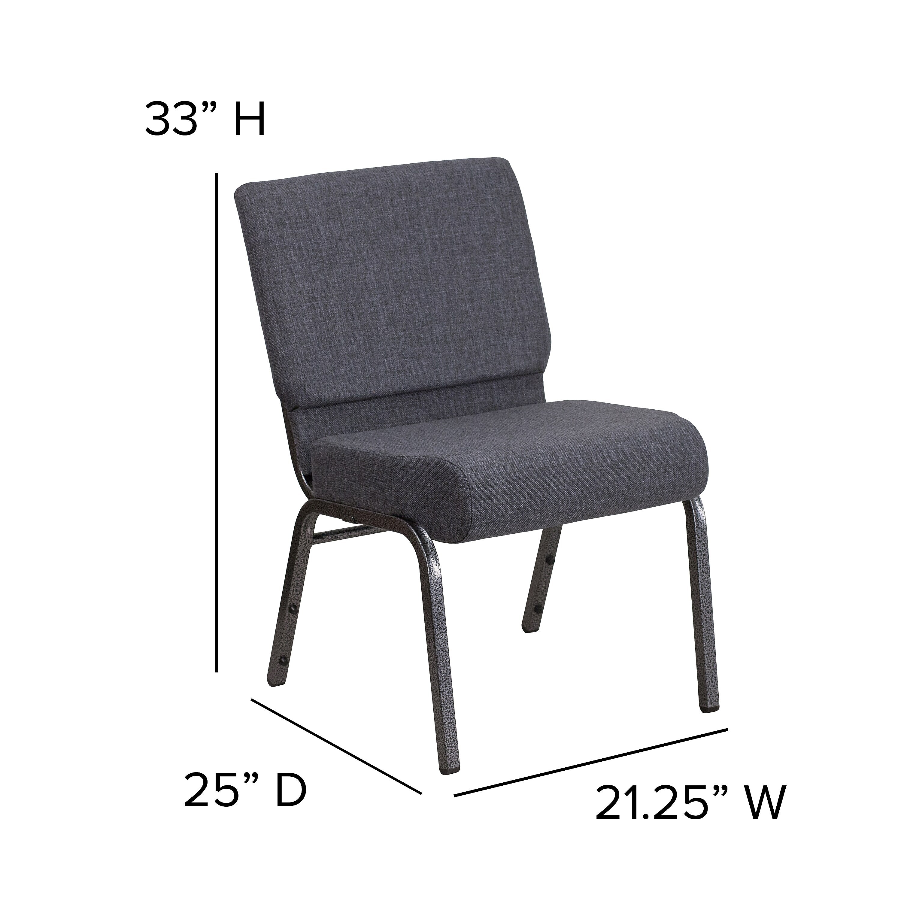 Flash Furniture HERCULES Series Fabric Church Stacking Chair, Dark Gray/Silver Vein Frame