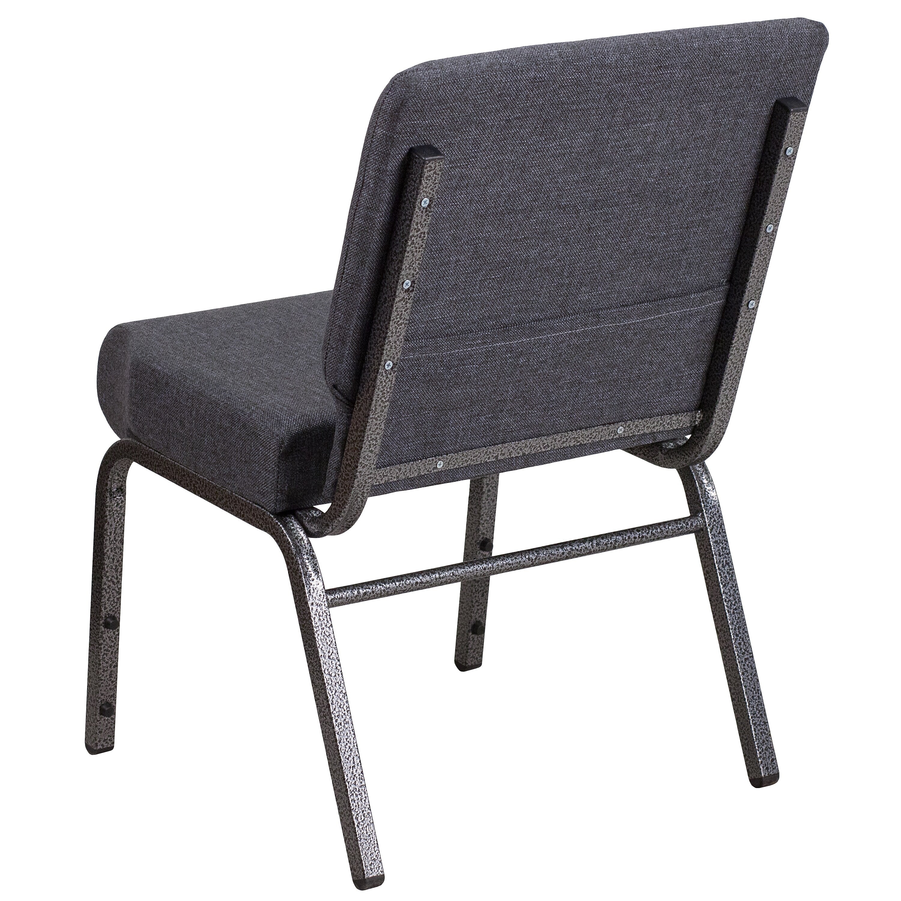 Flash Furniture HERCULES Series Fabric Church Stacking Chair, Dark Gray/Silver Vein Frame