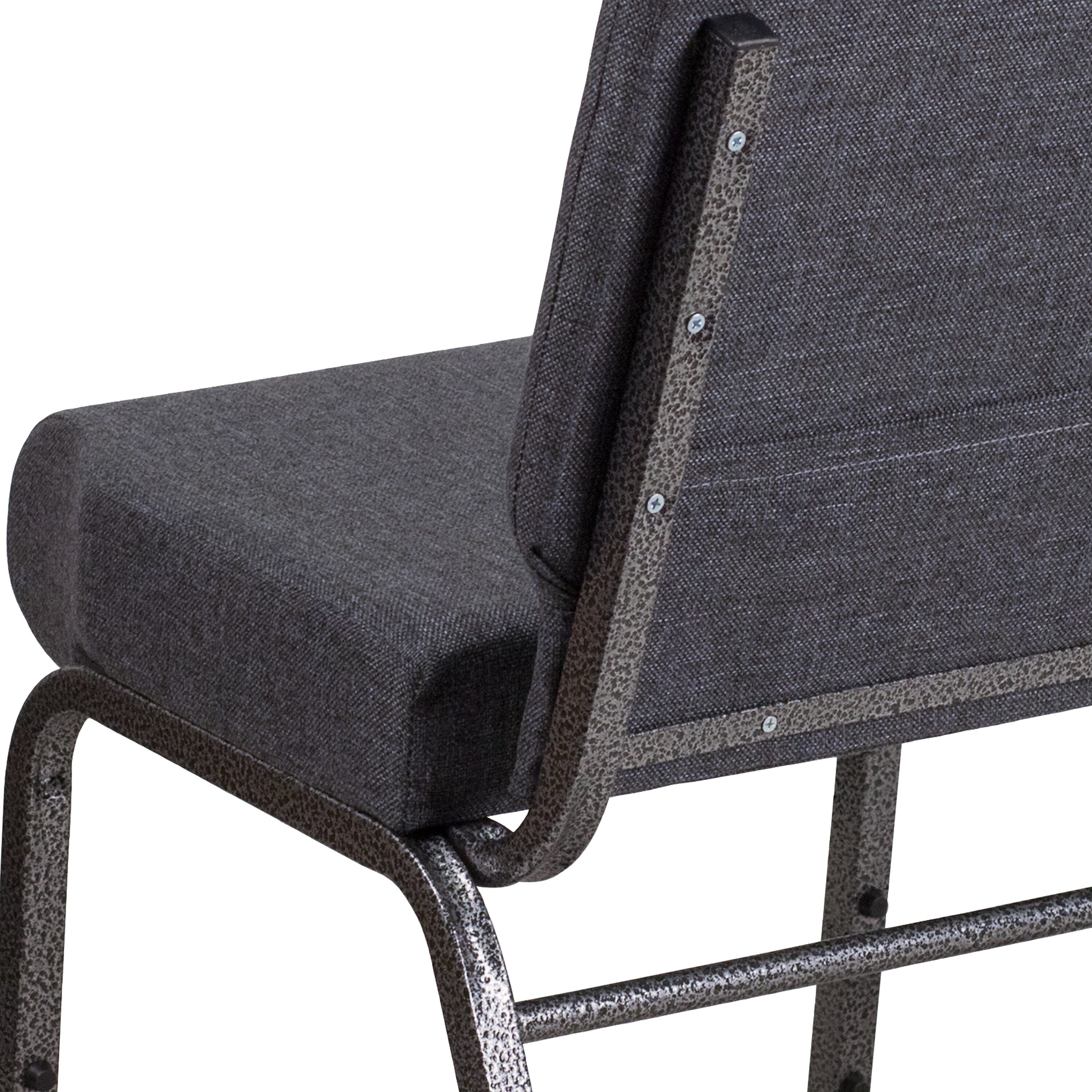Flash Furniture HERCULES Series Fabric Church Stacking Chair, Dark Gray/Silver Vein Frame