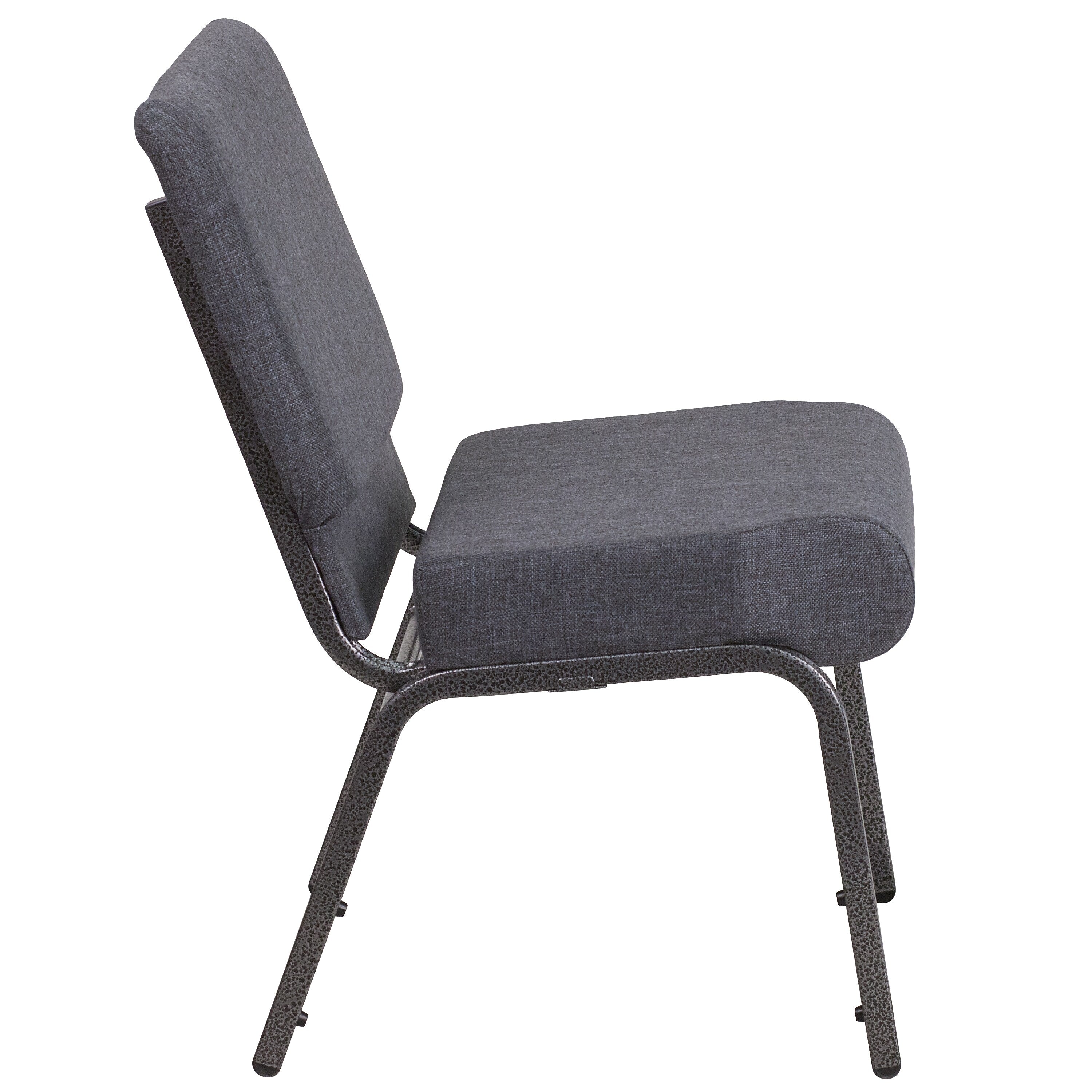 Flash Furniture HERCULES Series Fabric Church Stacking Chair, Dark Gray/Silver Vein Frame